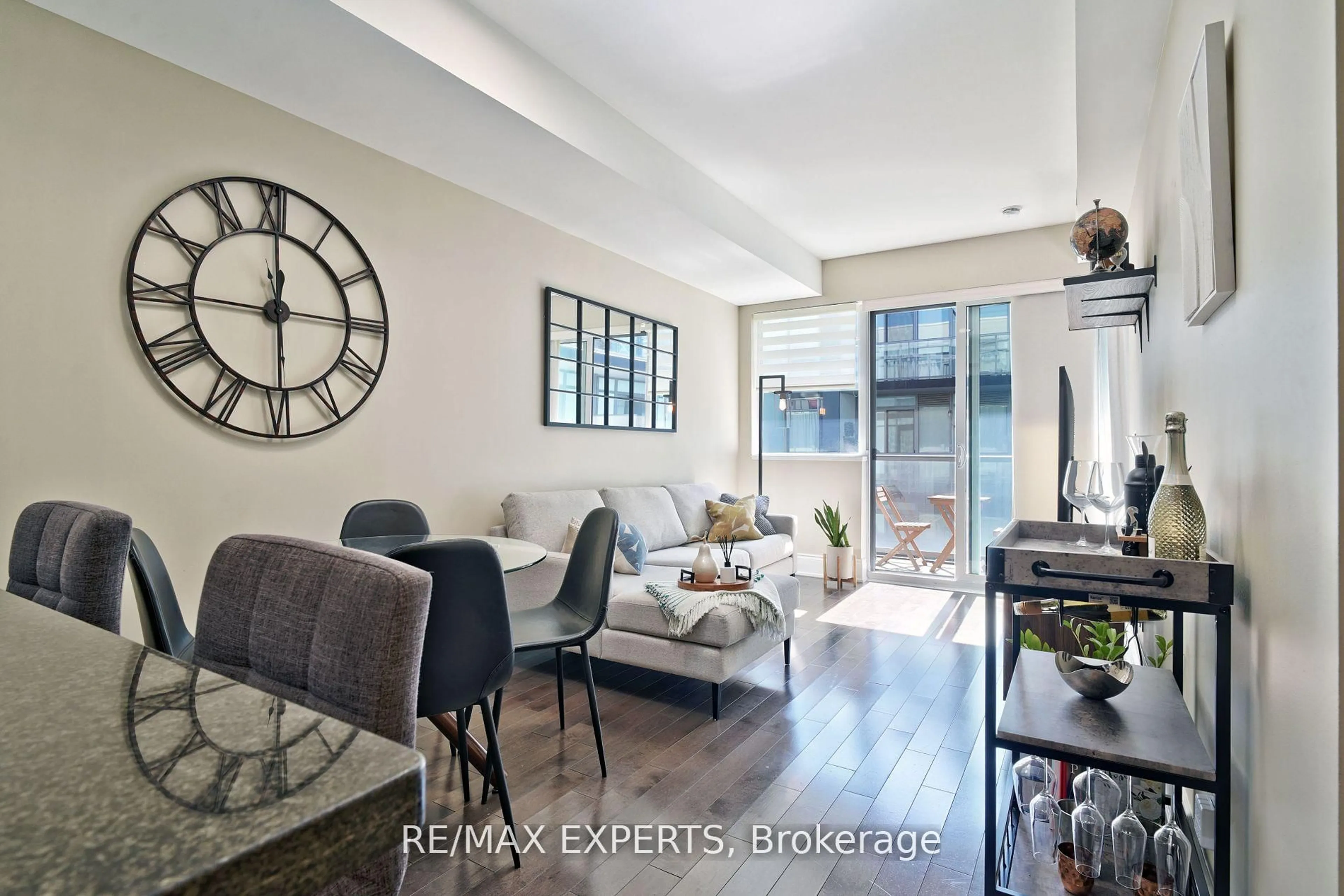 Living room with furniture, unknown for 15 James Finlay Way #1017, Toronto Ontario M3M 0A2
