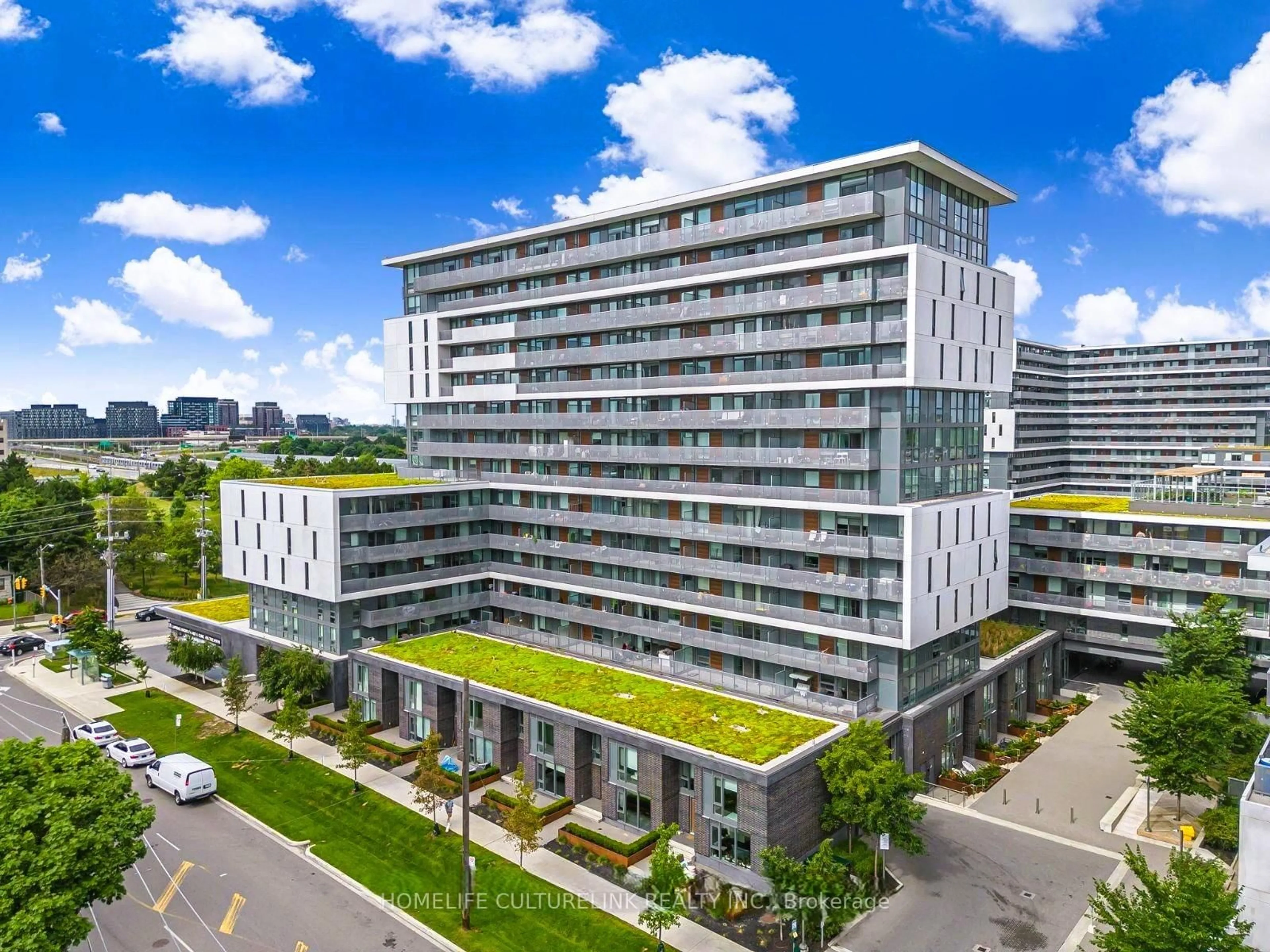 A pic from outside/outdoor area/front of a property/back of a property/a pic from drone, city buildings view from balcony for 160 Flemington Rd #806, Toronto Ontario M6A 0A9