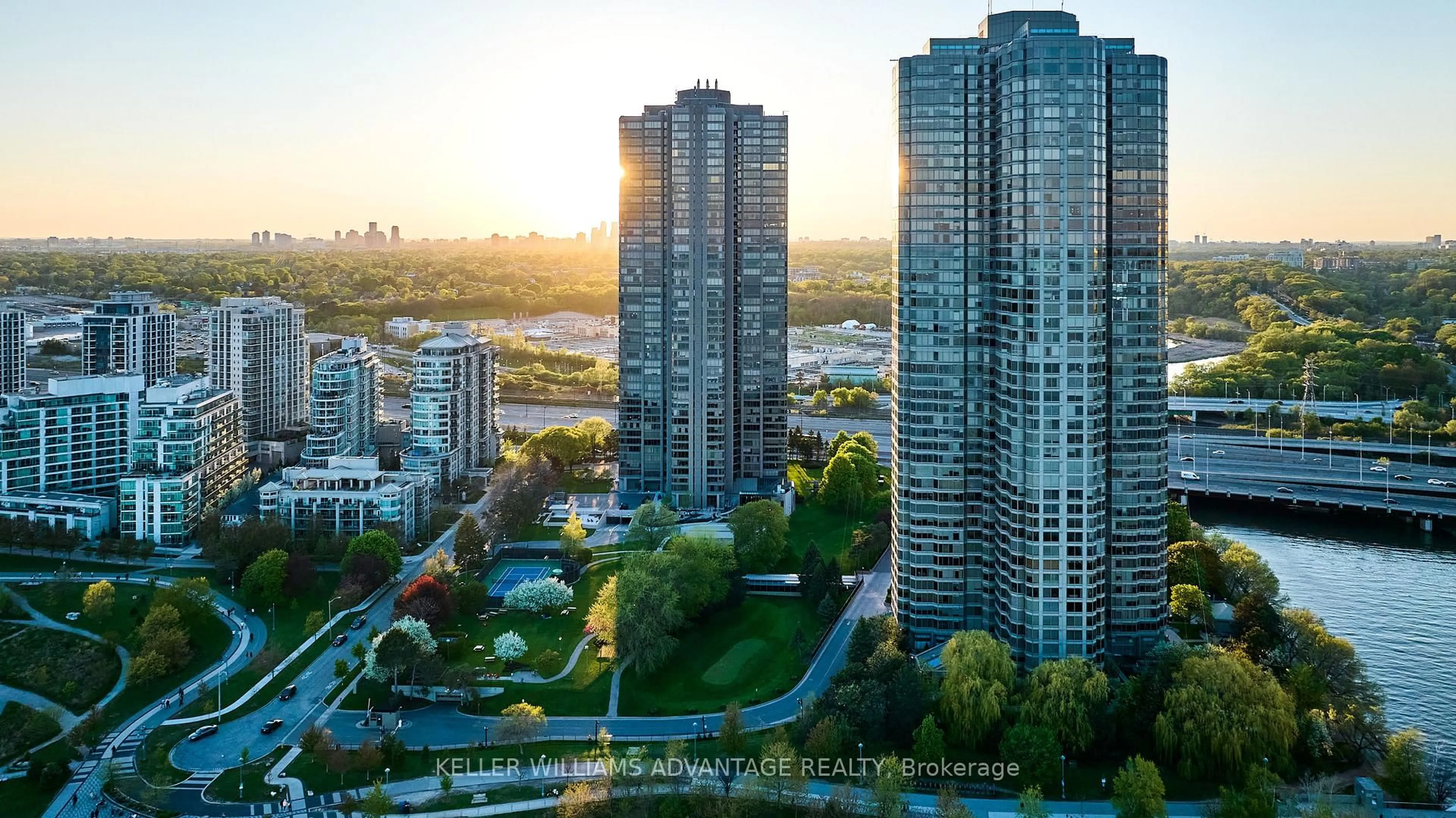 A pic from outside/outdoor area/front of a property/back of a property/a pic from drone, city buildings view from balcony for 2045 Lake Shore Blvd #1508, Toronto Ontario M8V 2Z6