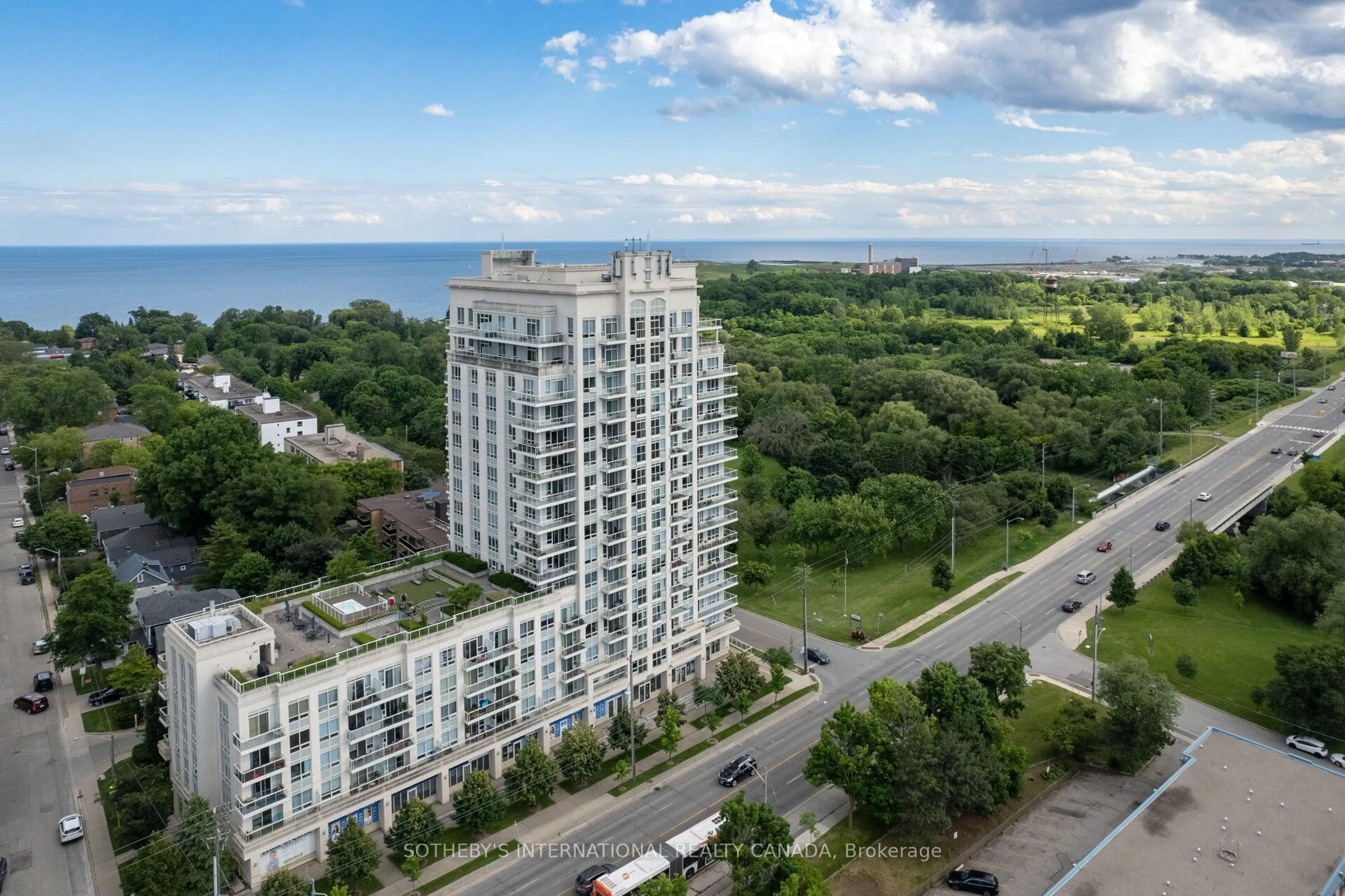 A pic from outside/outdoor area/front of a property/back of a property/a pic from drone, city buildings view from balcony for 3865 Lake Shore Blvd #1208, Toronto Ontario M8W 0A2