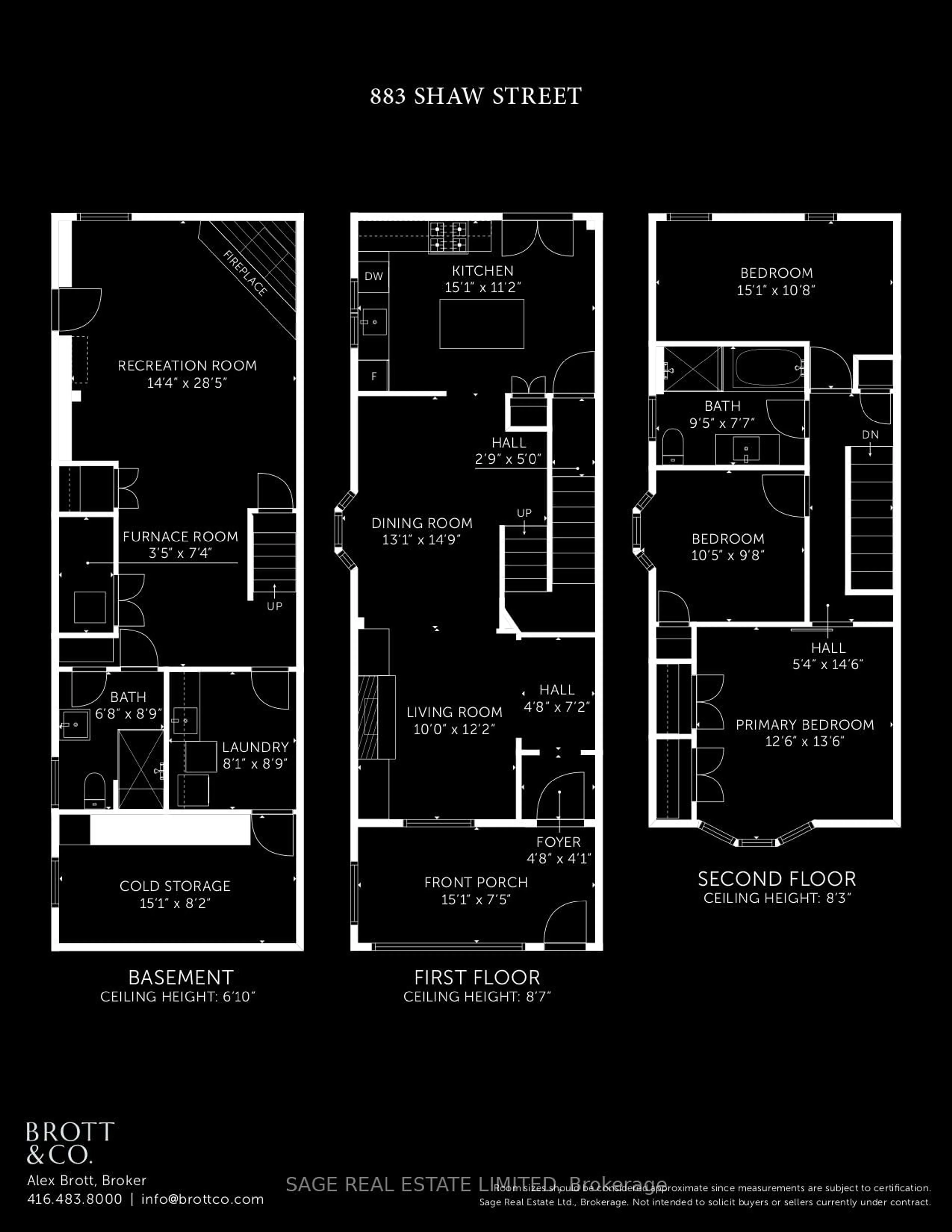 Floor plan for 883 Shaw St, Toronto Ontario M6G 3M3