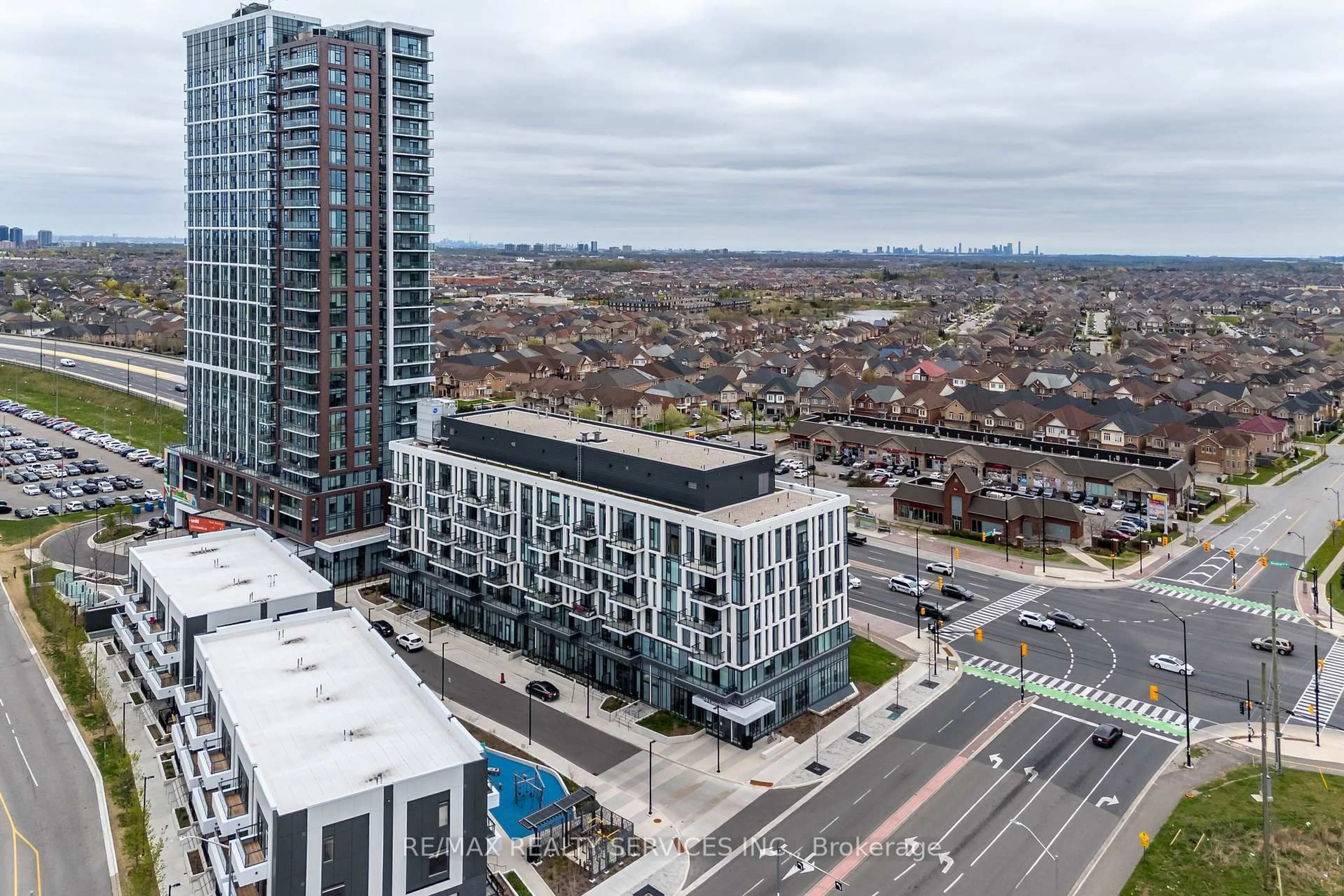 A pic from outside/outdoor area/front of a property/back of a property/a pic from drone, city buildings view from balcony for 10 Lagerfeld Dr #217, Brampton Ontario L7A 5L3