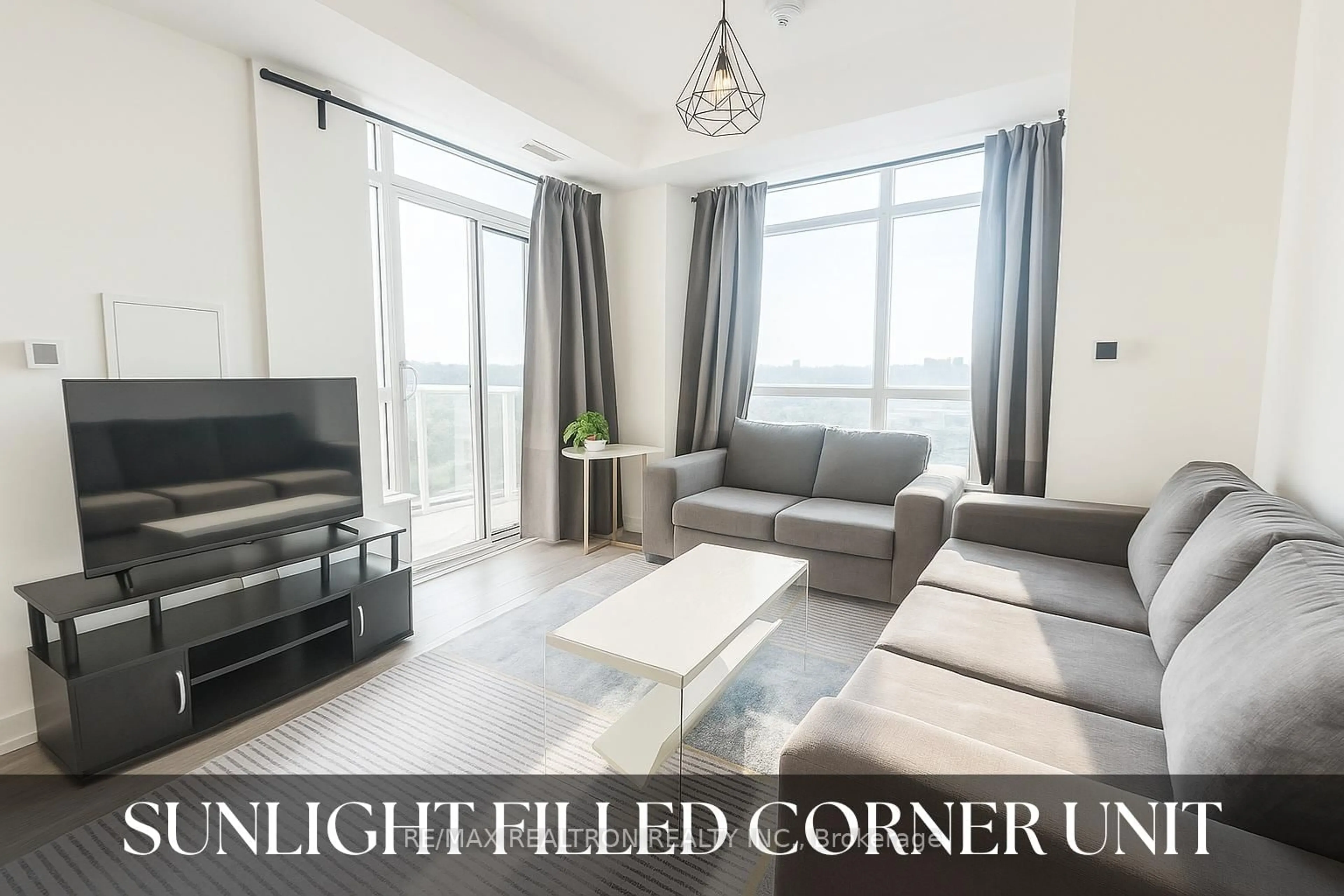 Living room with furniture, cement floor for 10 Wilby Cres #2106, Toronto Ontario M9N 1E5