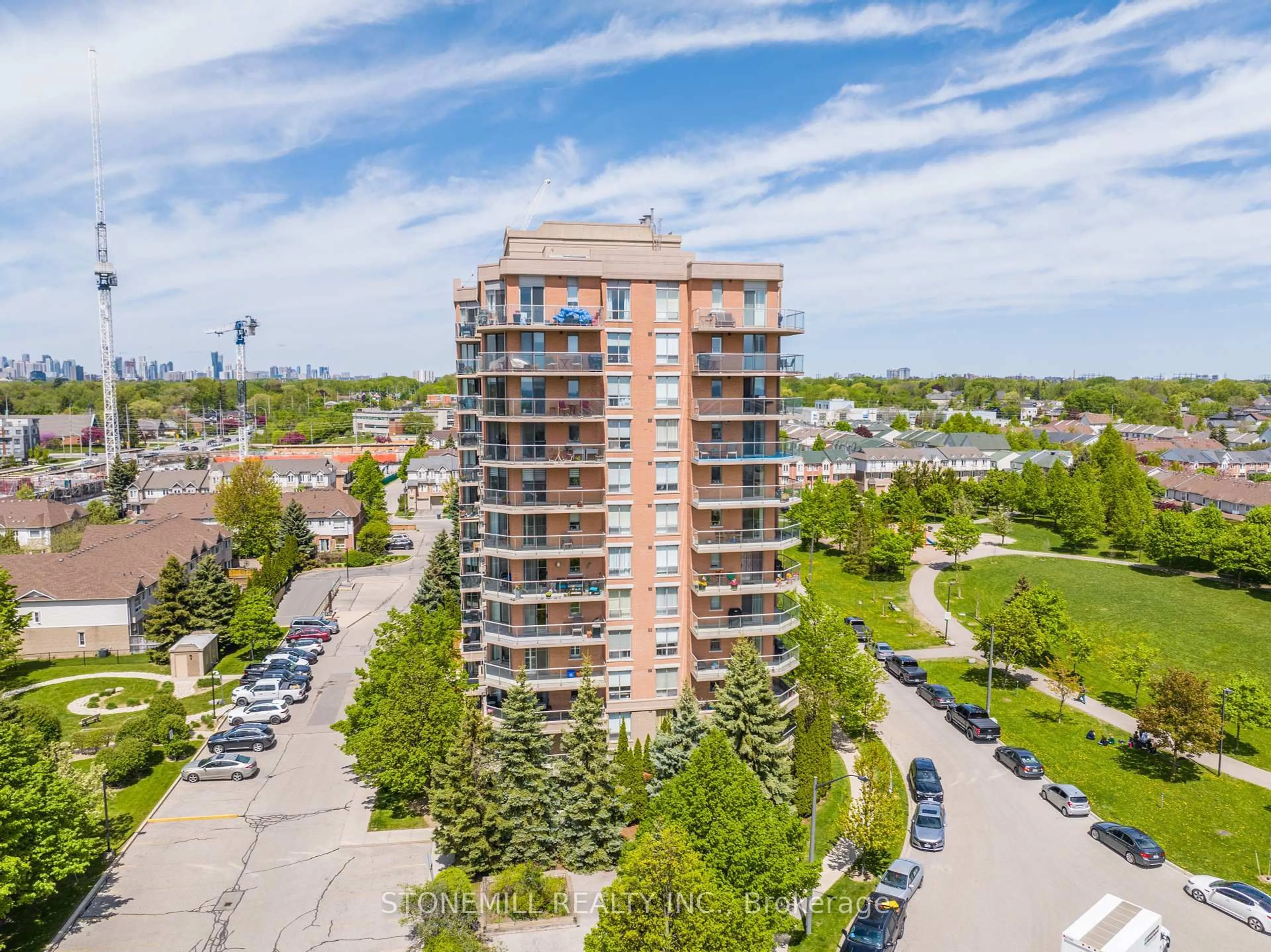 A pic from outside/outdoor area/front of a property/back of a property/a pic from drone, city buildings view from balcony for 1150 Parkwest Pl #1004, Mississauga Ontario L5E 3K4