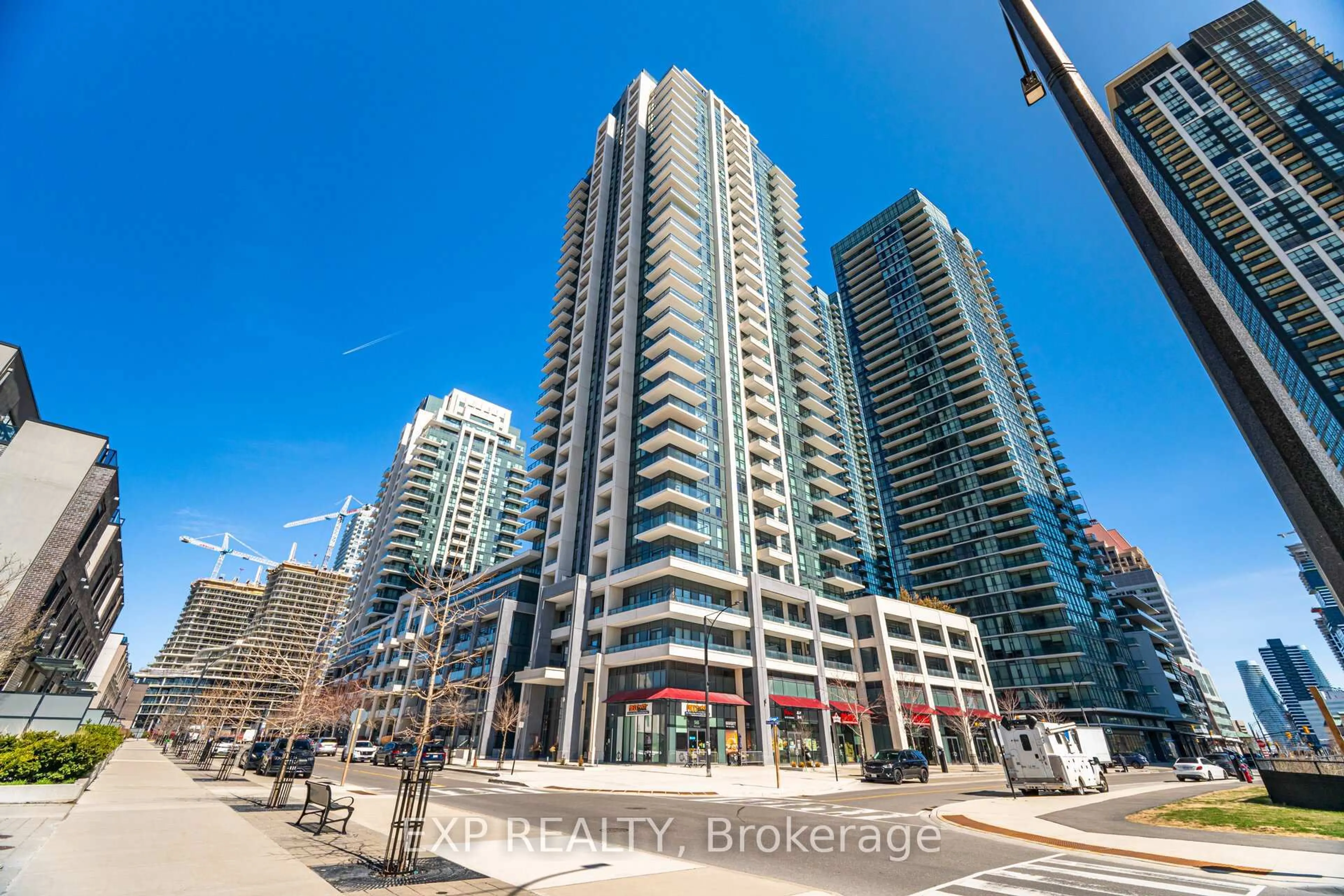 A pic from outside/outdoor area/front of a property/back of a property/a pic from drone, unknown for 4055 Parkside Village Dr #916, Mississauga Ontario L5B 0K8