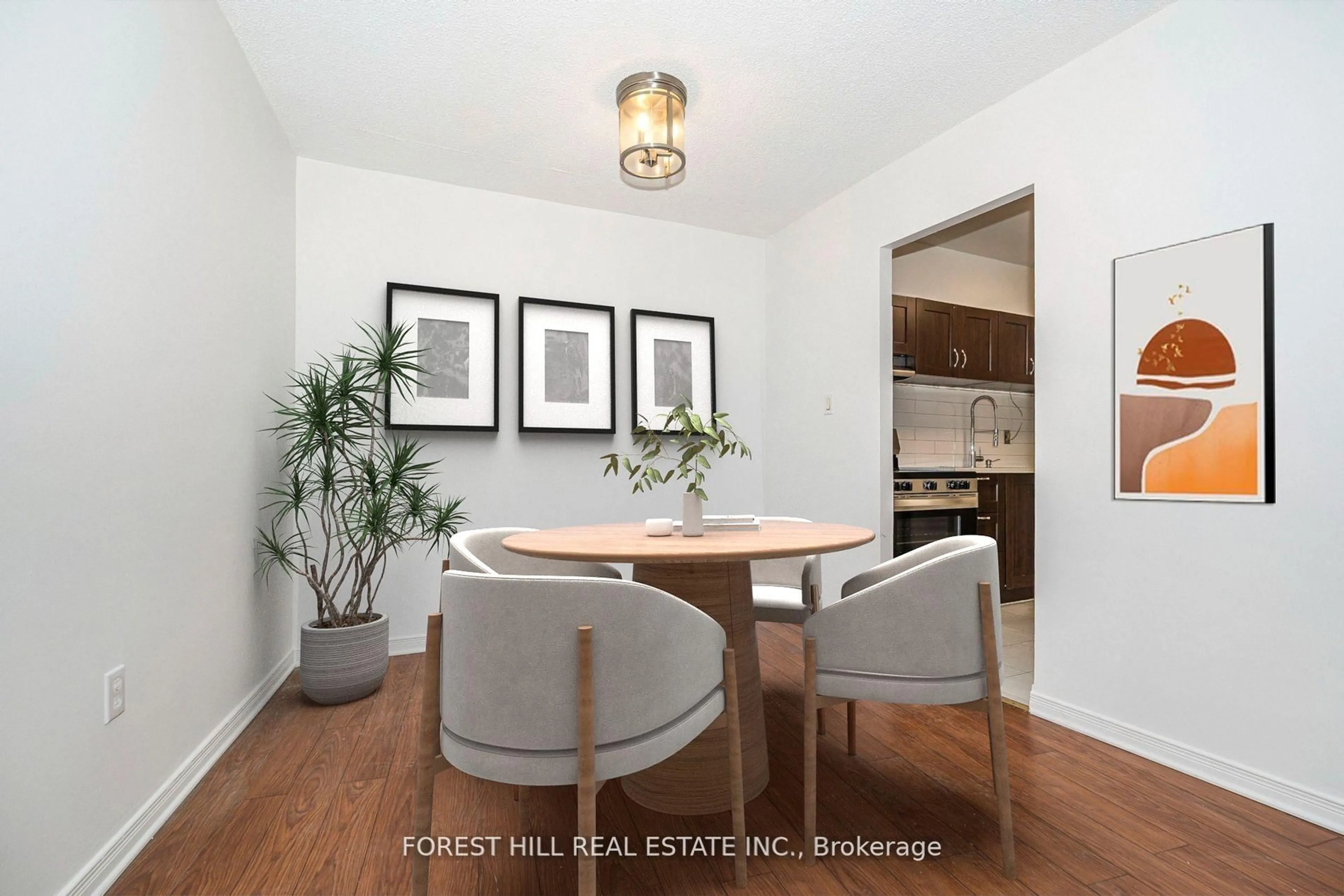Dining room, wood/laminate floor for 330 Dixon Rd #207, Toronto Ontario M9R 1S9