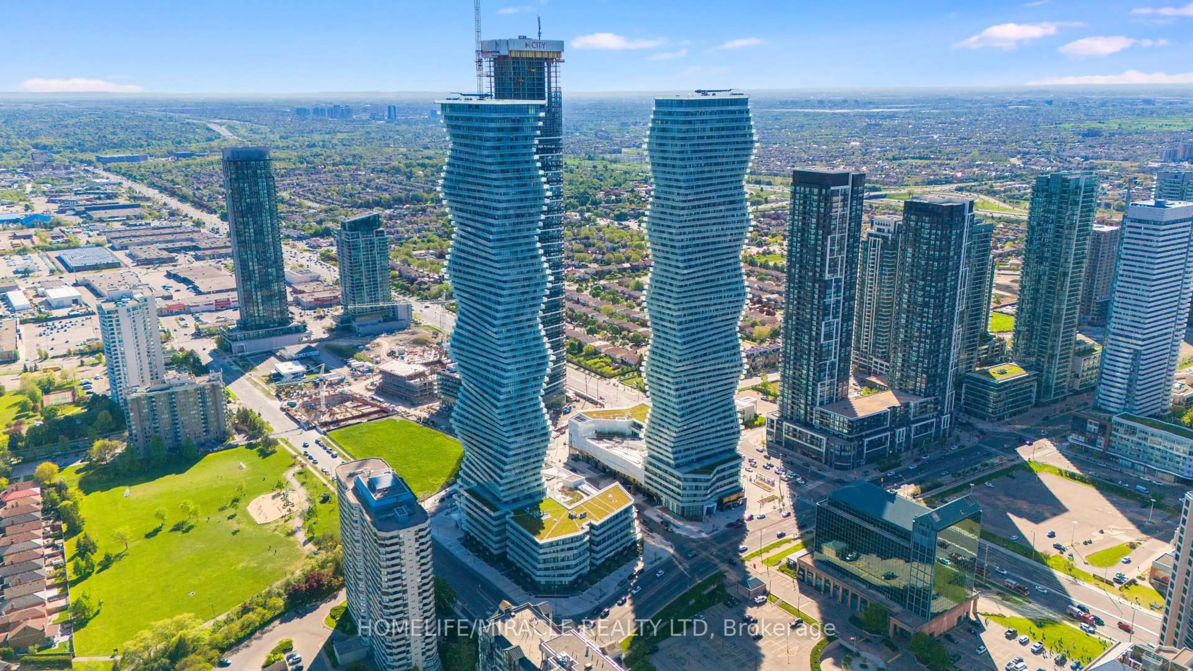 A pic from outside/outdoor area/front of a property/back of a property/a pic from drone, city buildings view from balcony for 3883 Quratz Rd #2001, Mississauga Ontario L5B 0M4