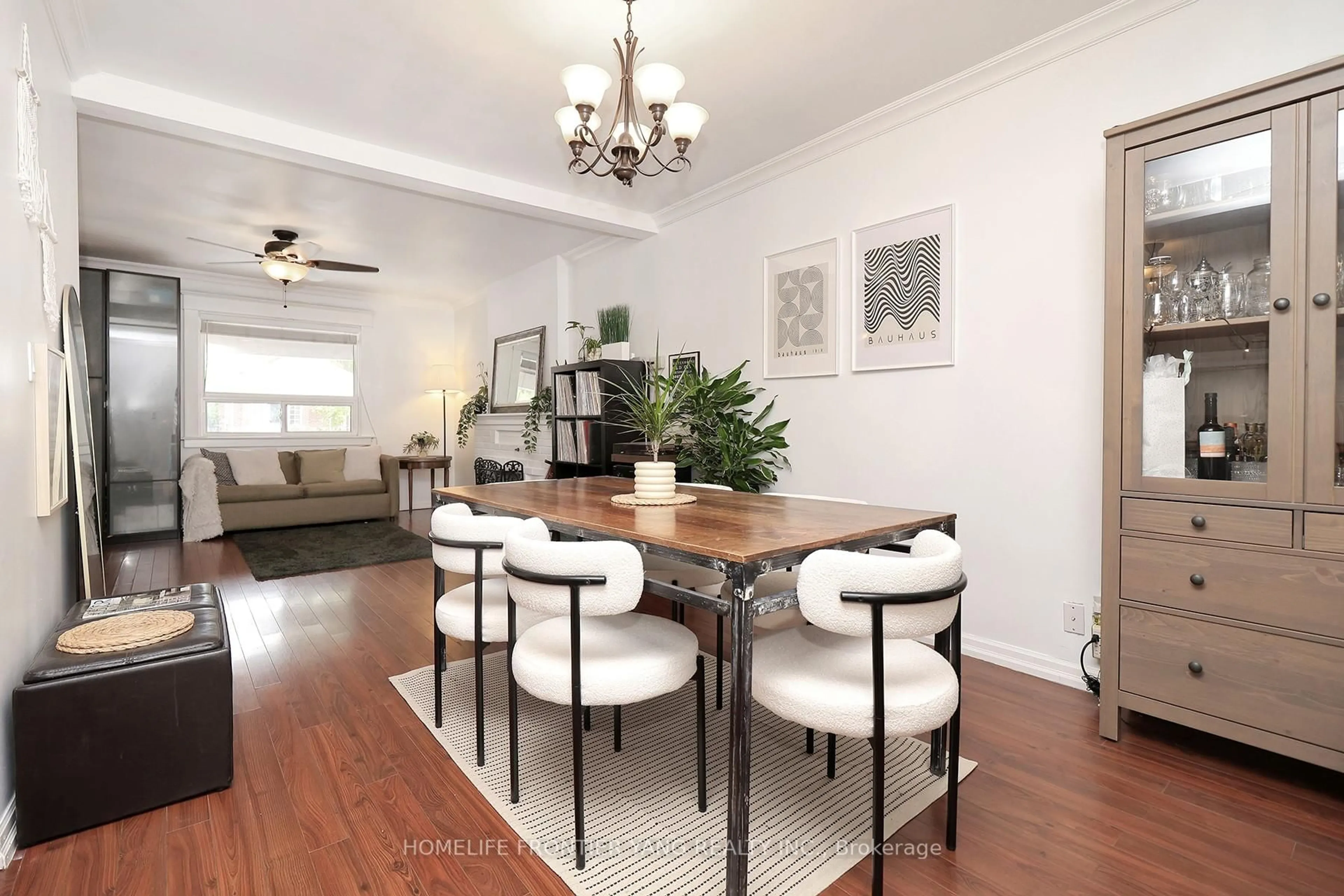 Dining room, wood/laminate floor for 38 Mimico Ave, Toronto Ontario M8V 1R1