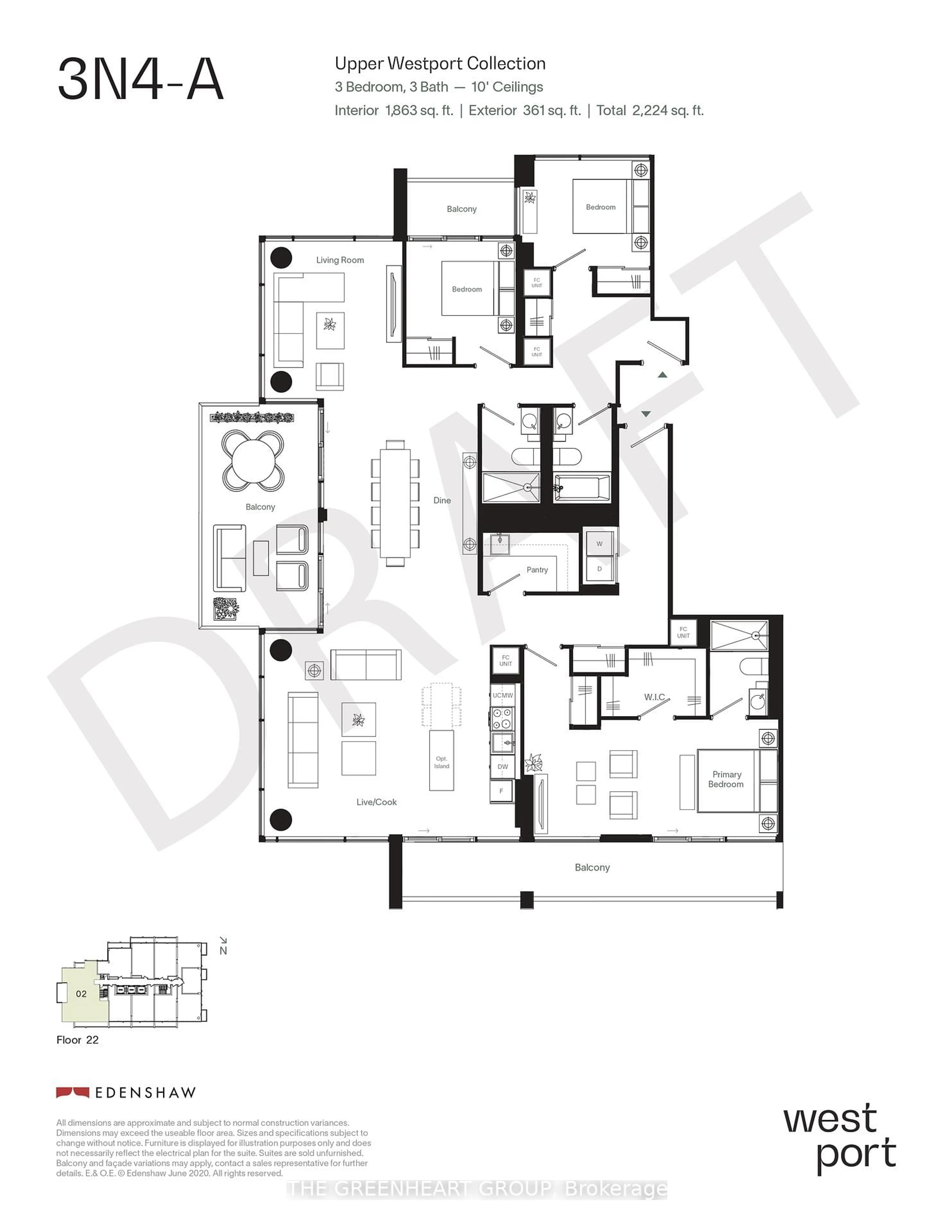 Floor plan for 28 Ann St #2202A, Mississauga Ontario L5G 0E1