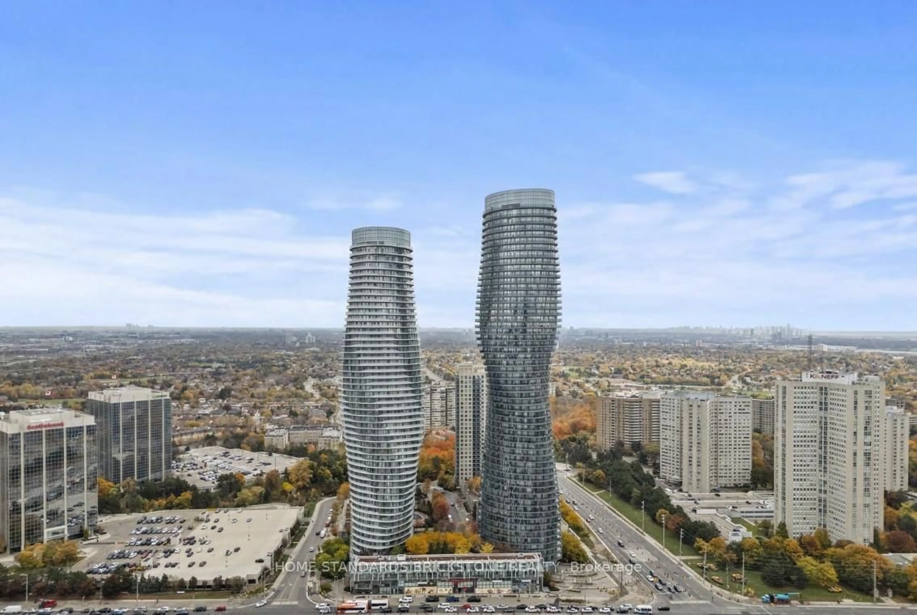 A pic from outside/outdoor area/front of a property/back of a property/a pic from drone, city buildings view from balcony for 50 Absolute Ave #1106, Mississauga Ontario L4Z 0A8