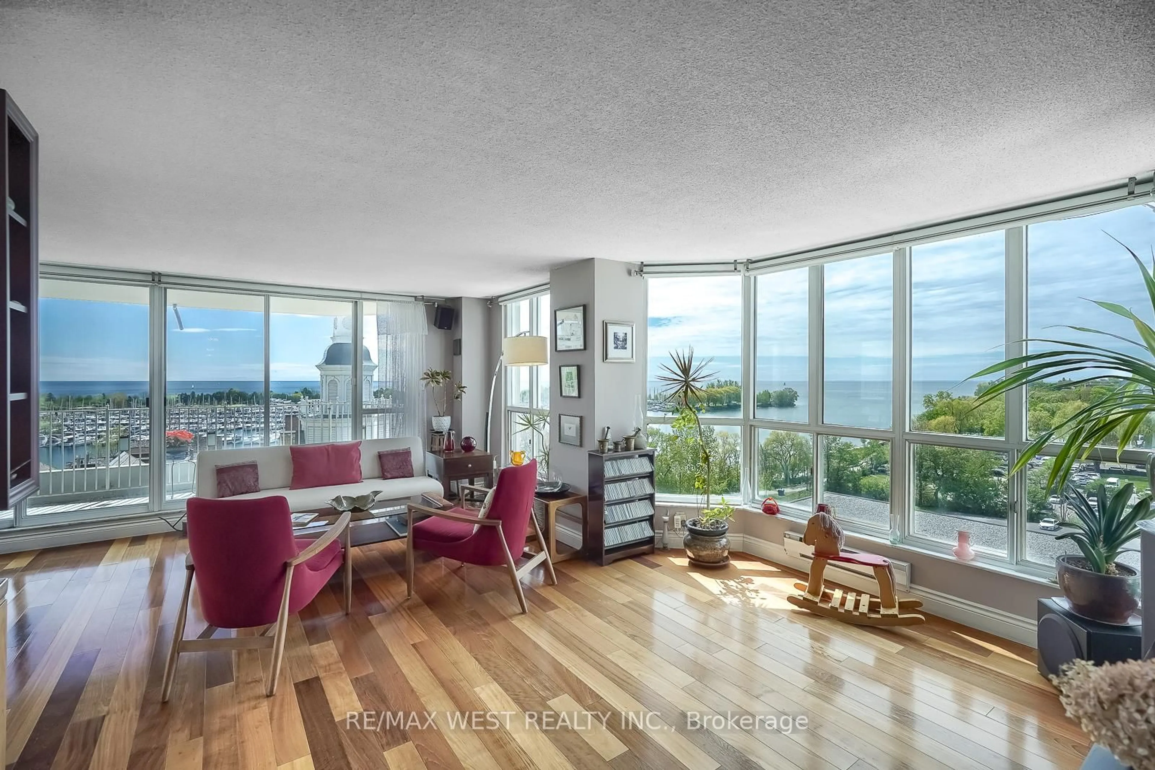Living room with furniture, wood/laminate floor for 2285 Lake Shore Blvd #602, Toronto Ontario M8V 3X9