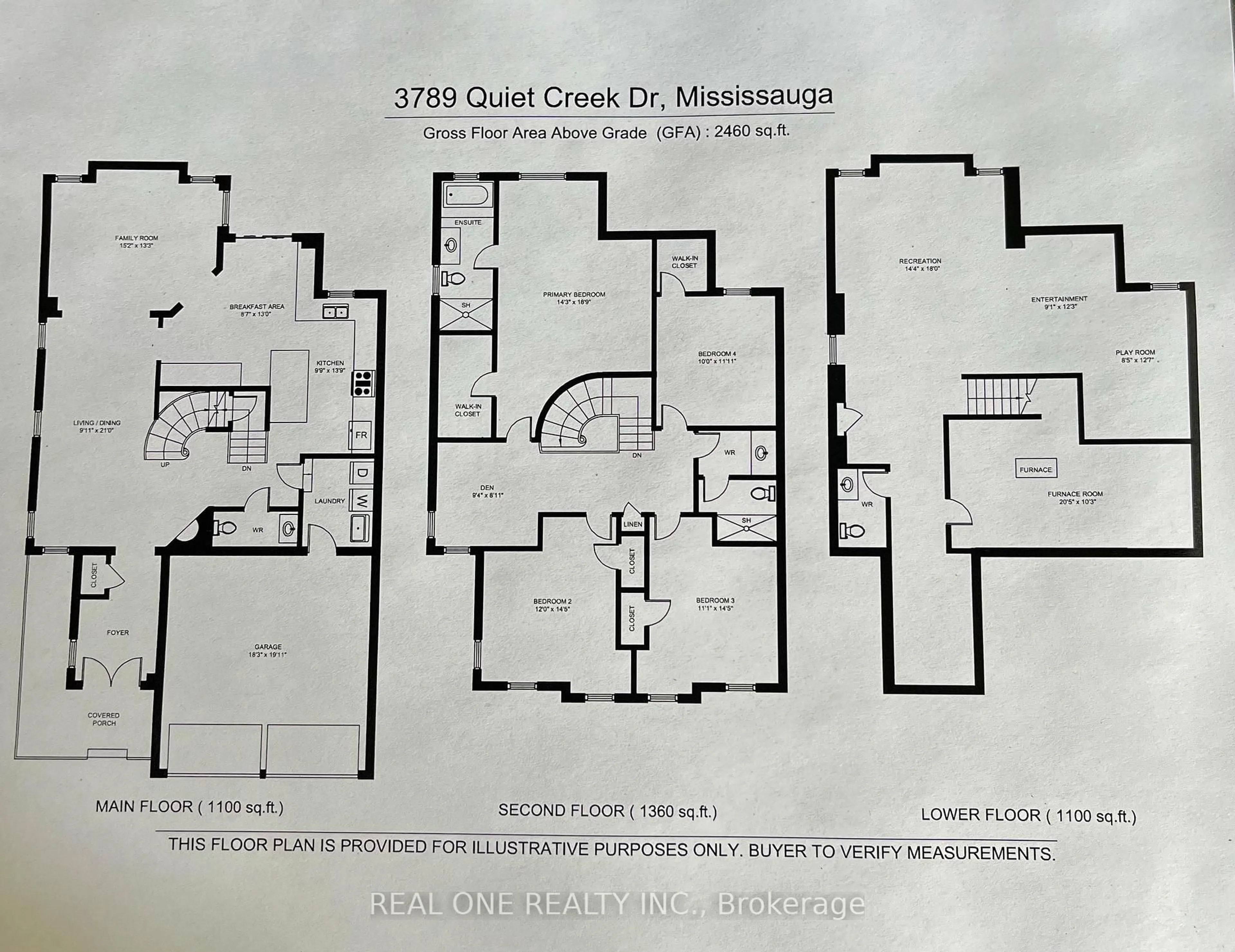 Floor plan for 3789 Quiet Creek Dr, Mississauga Ontario L5M 8A9