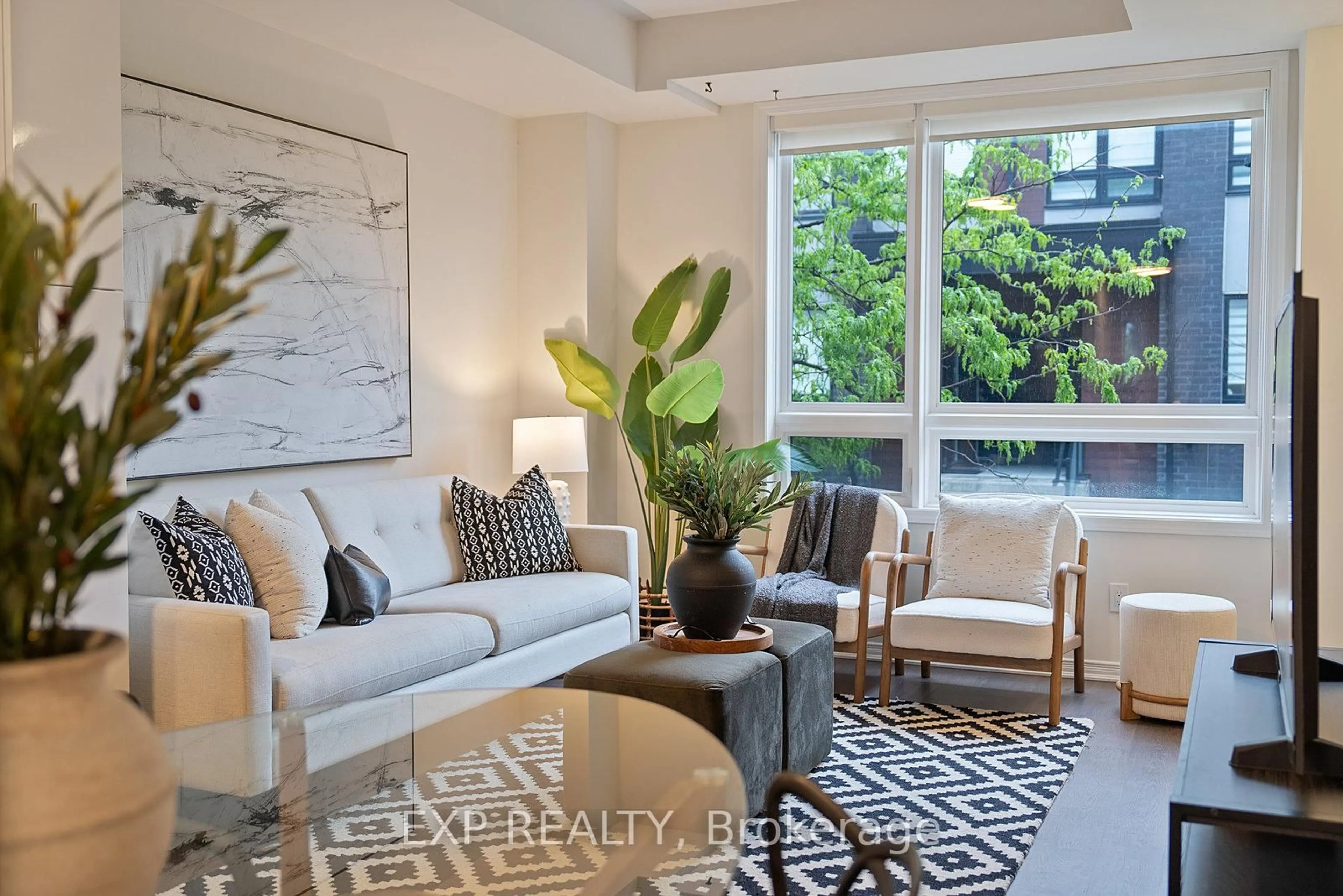 Living room with furniture, unknown for 1100 Briar Hill Ave #208, Toronto Ontario M6B 1M7