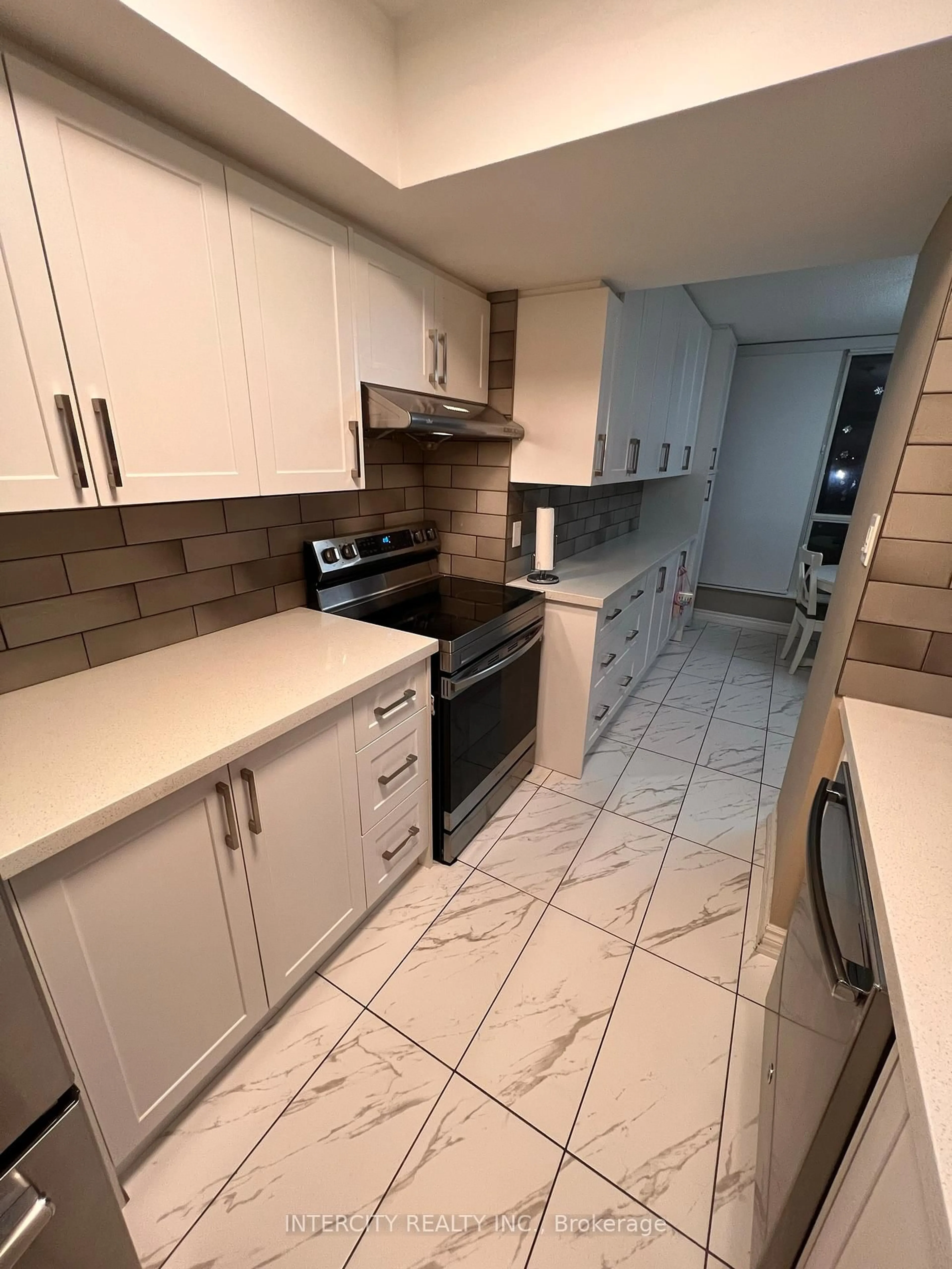 Standard kitchen, ceramic/tile floor for 1 Rowntree Rd #410, Toronto Ontario M9V 5G7
