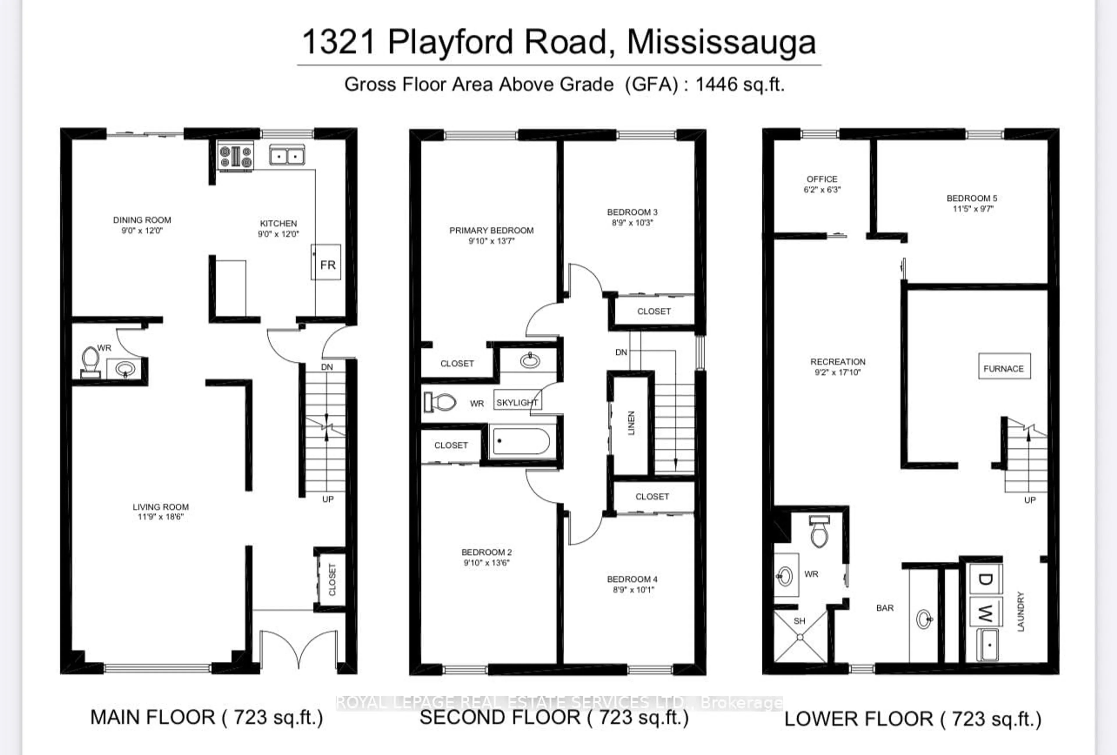 Floor plan for 1321 Playford Rd, Mississauga Ontario L5J 3V9