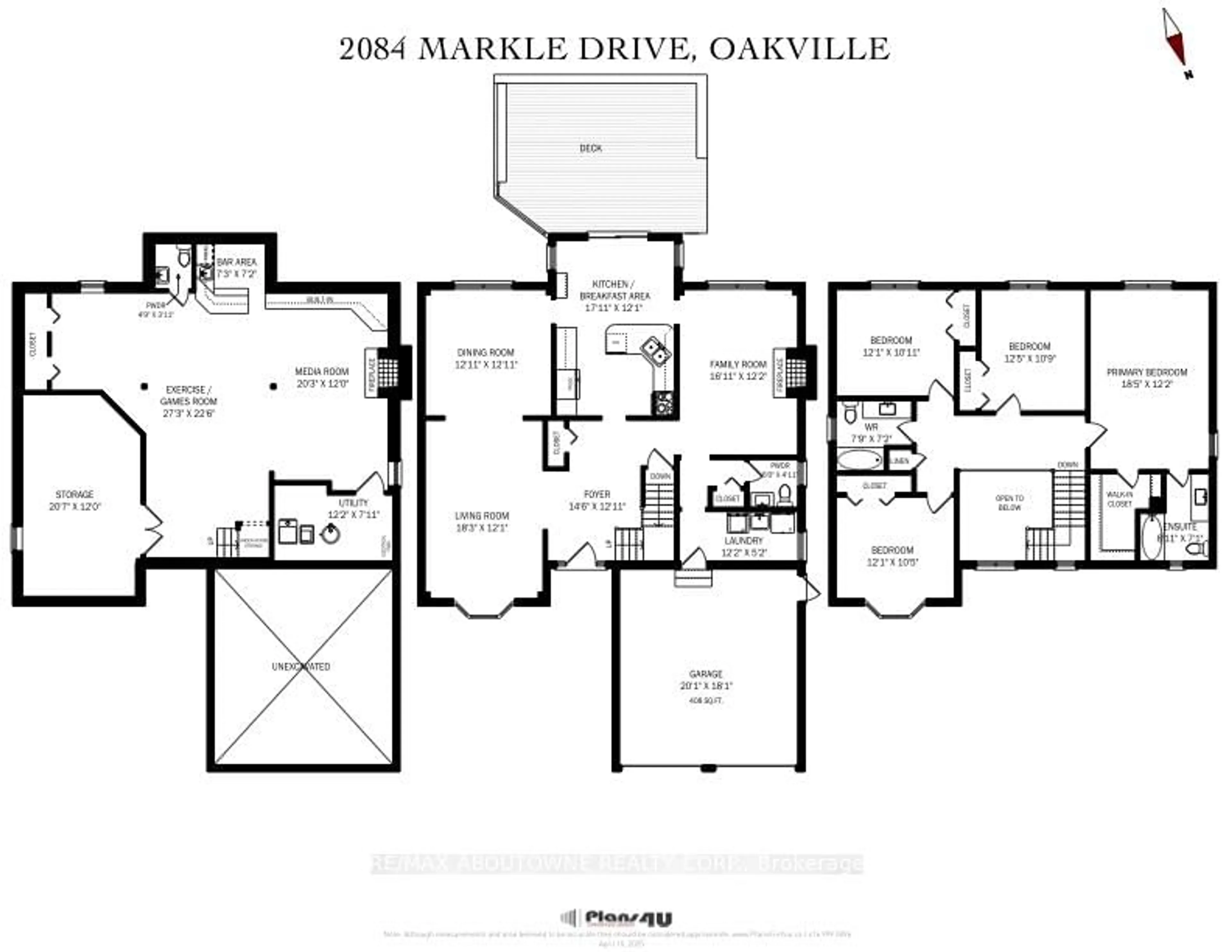 Floor plan for 2084 Markle Dr, Oakville Ontario L6H 3T3