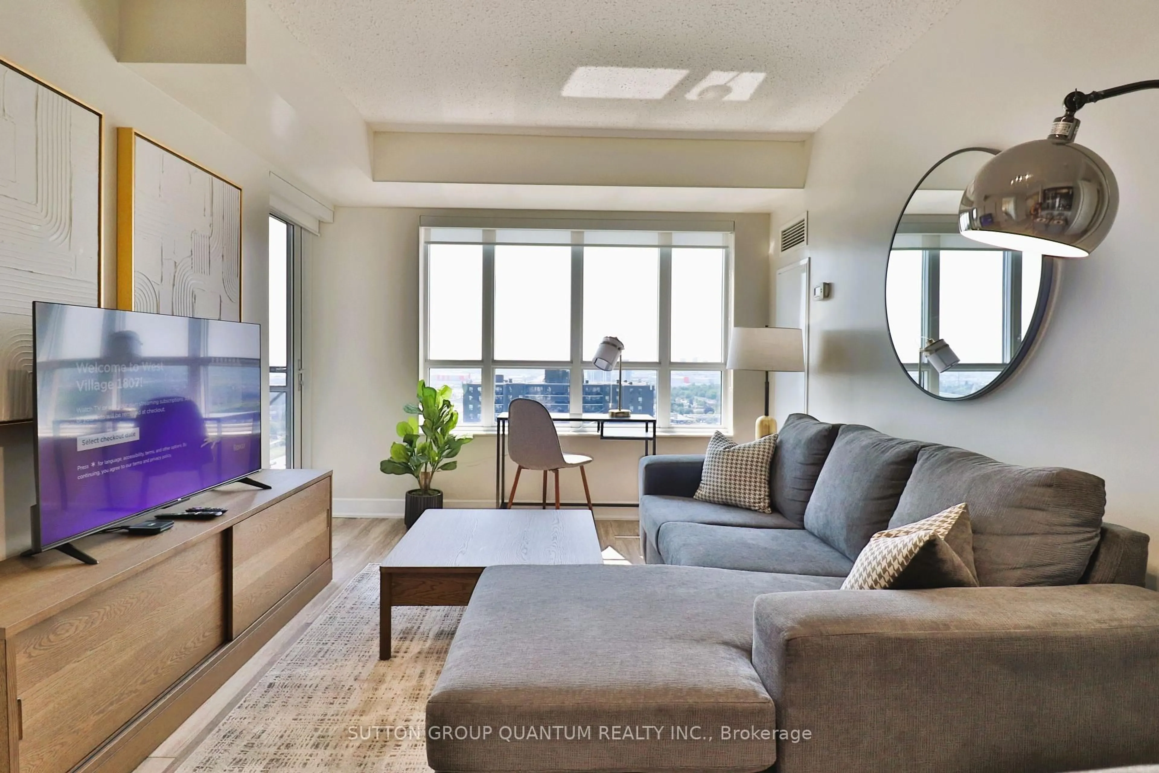 Living room with furniture, unknown for 6 Eva Rd #1807, Toronto Ontario M9C 0B1