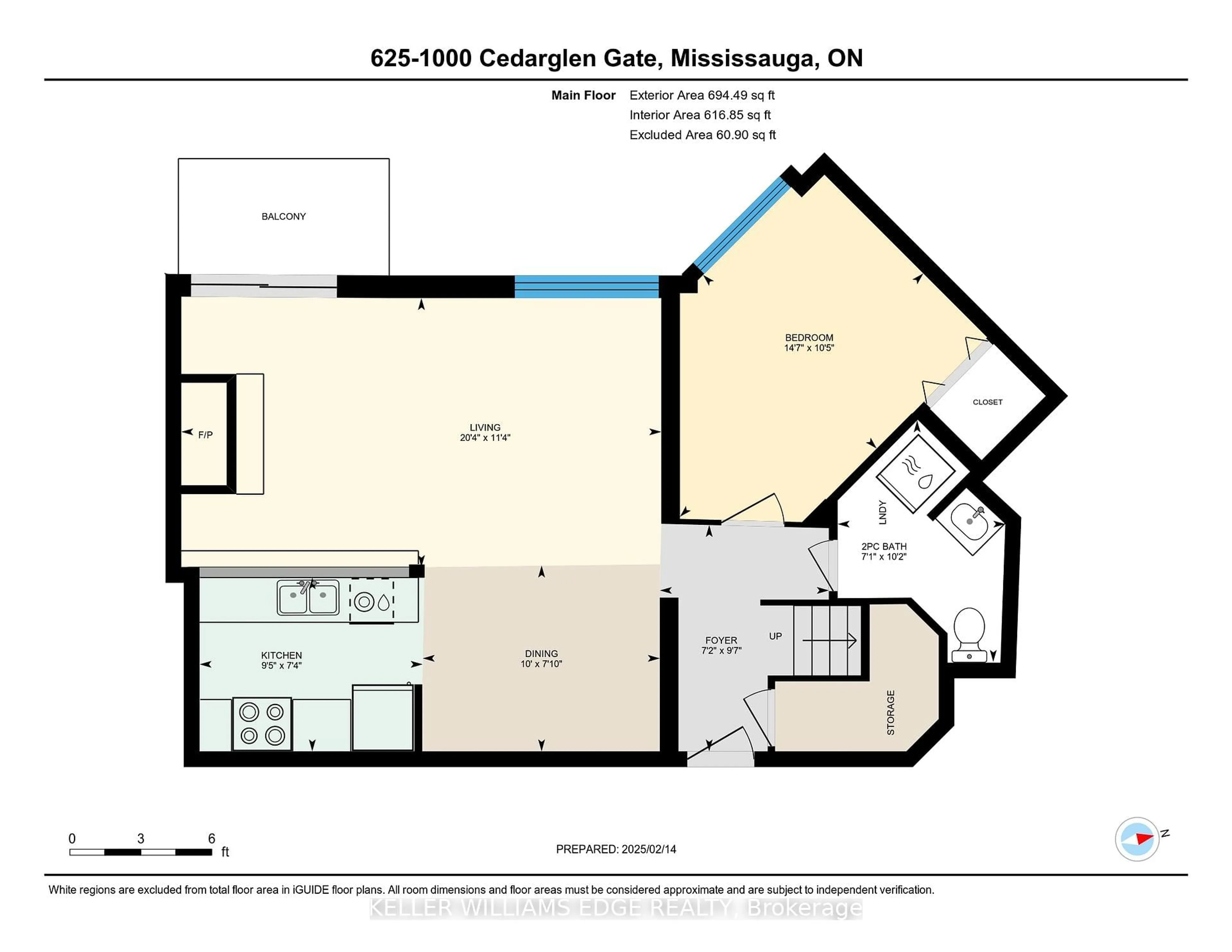 Floor plan for 1000 Cedarglen Gate #625, Mississauga Ontario L5C 3Z5