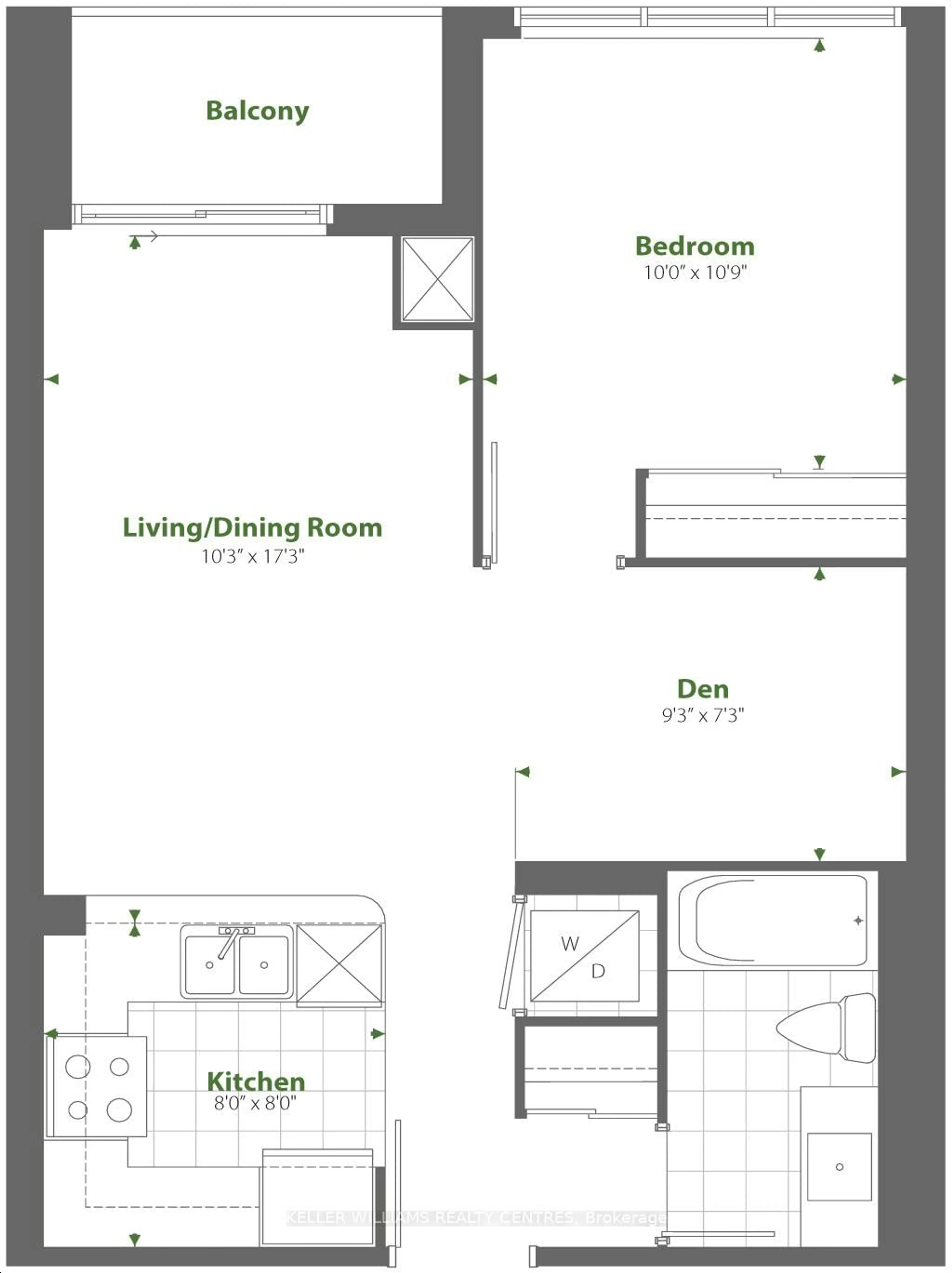 Floor plan for 50 Thomas Riley Rd #518, Toronto Ontario M9B 0C5