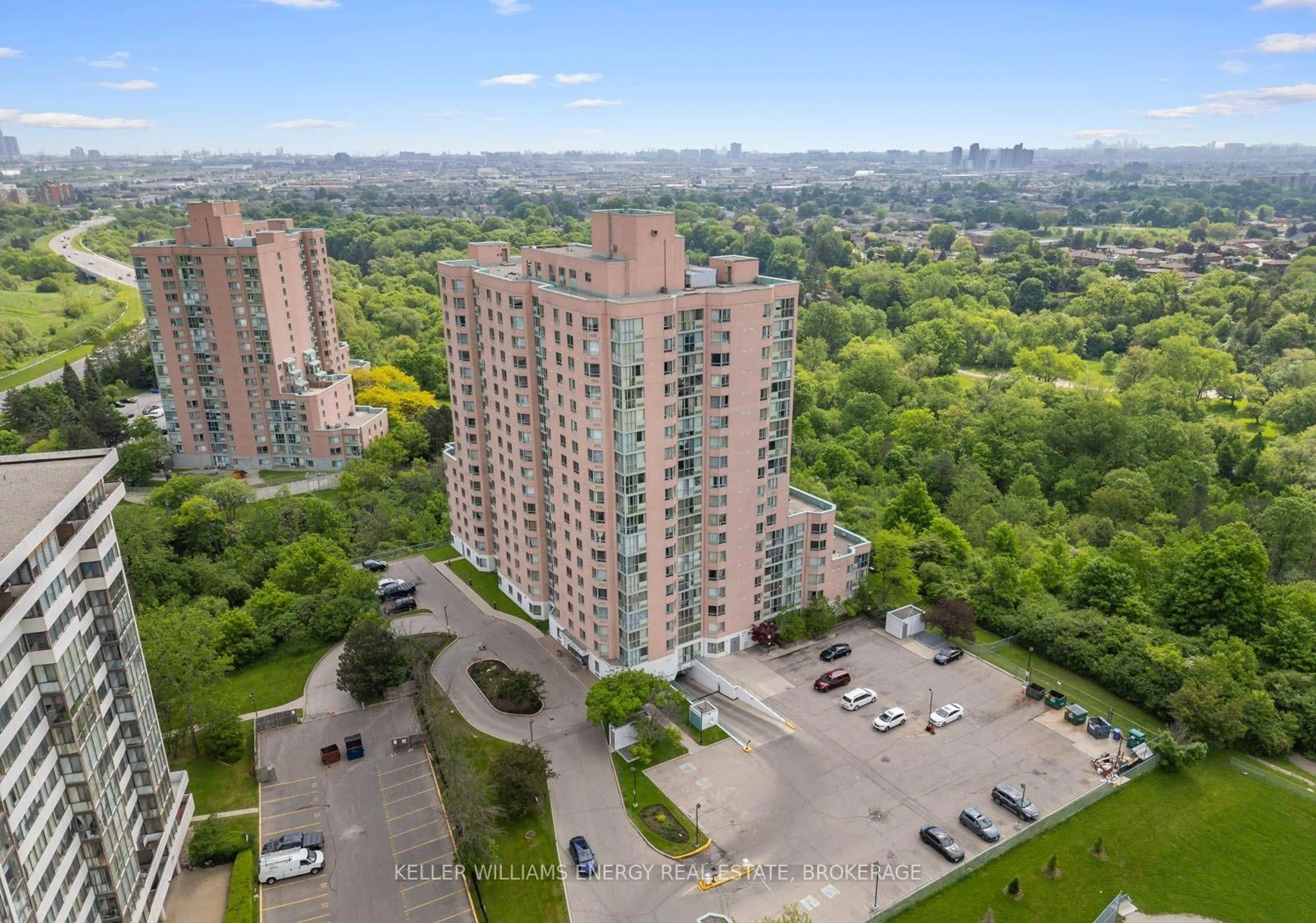 A pic from outside/outdoor area/front of a property/back of a property/a pic from drone, city buildings view from balcony for 41 Markbrook Lane #1606, Toronto Ontario M9V 5E6