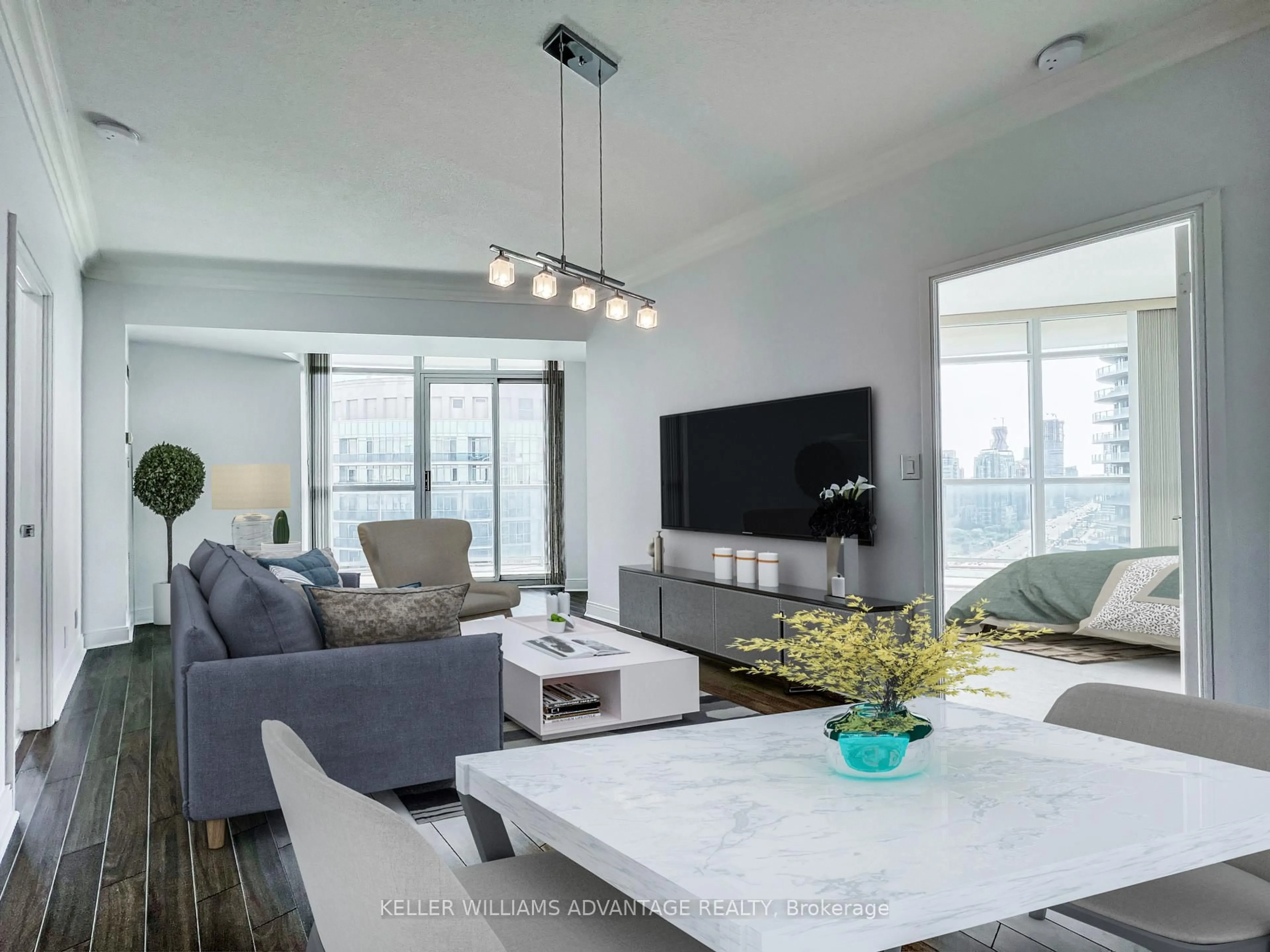 Living room with furniture, unknown for 80 Absolute Ave #3005, Mississauga Ontario L4Z 0A5