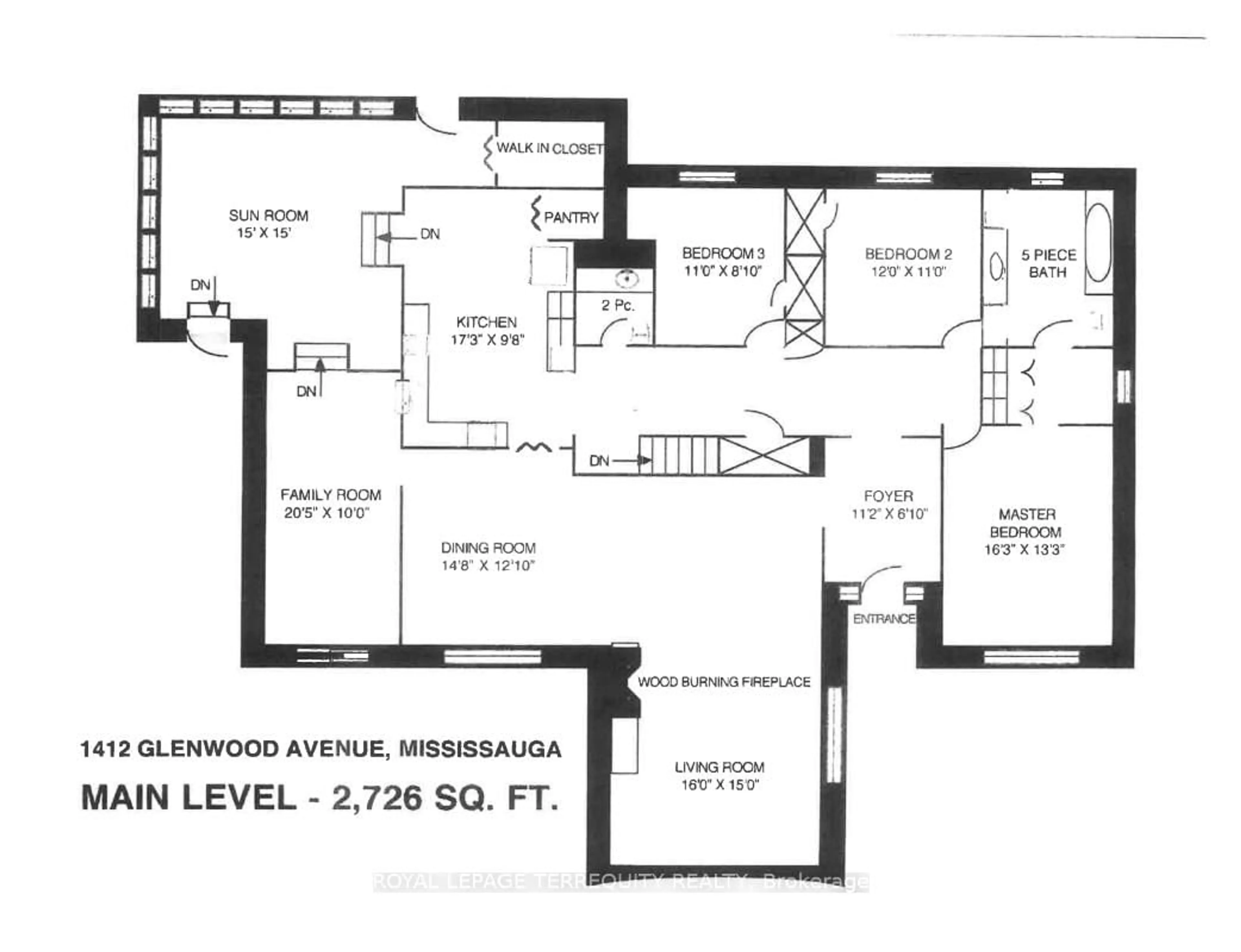Floor plan for 1412 Glenwood Dr, Mississauga Ontario L5G 2X1