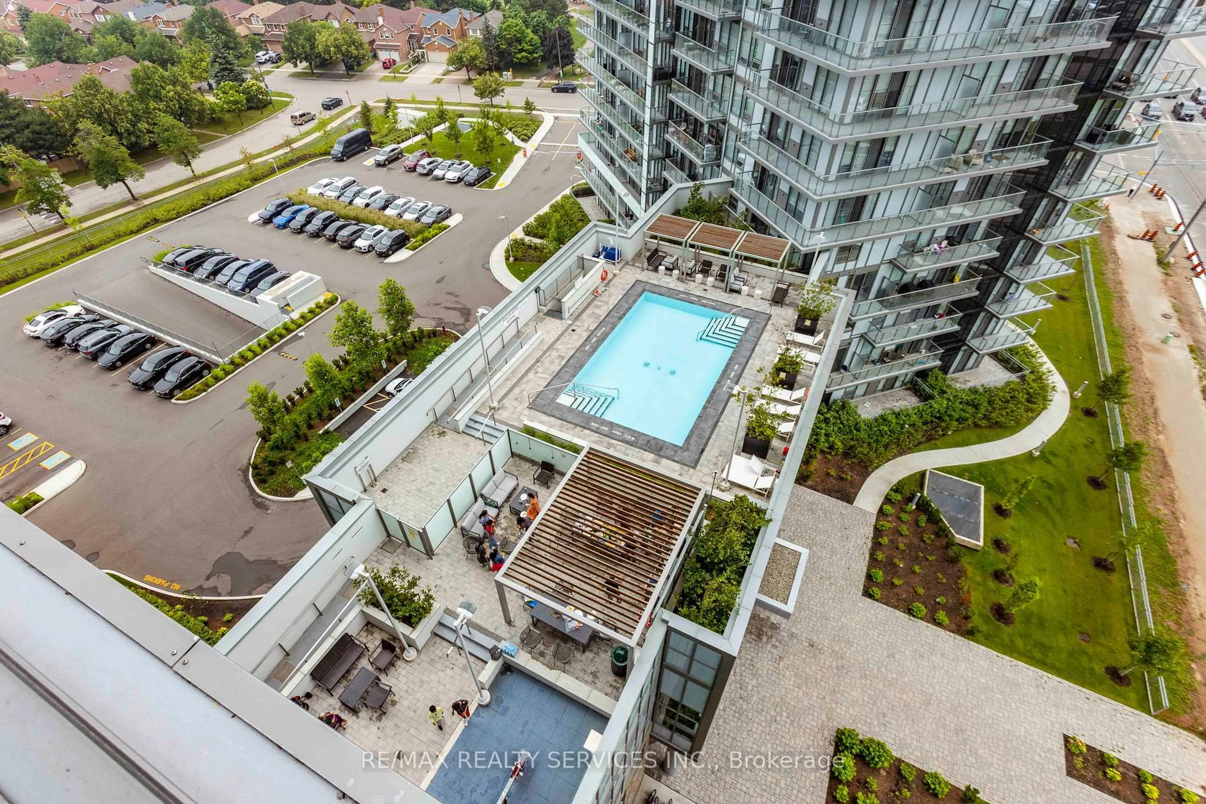 Patio, city buildings view from balcony for 4675 Metcalfe Ave #1106, Mississauga Ontario L5M 0Z8