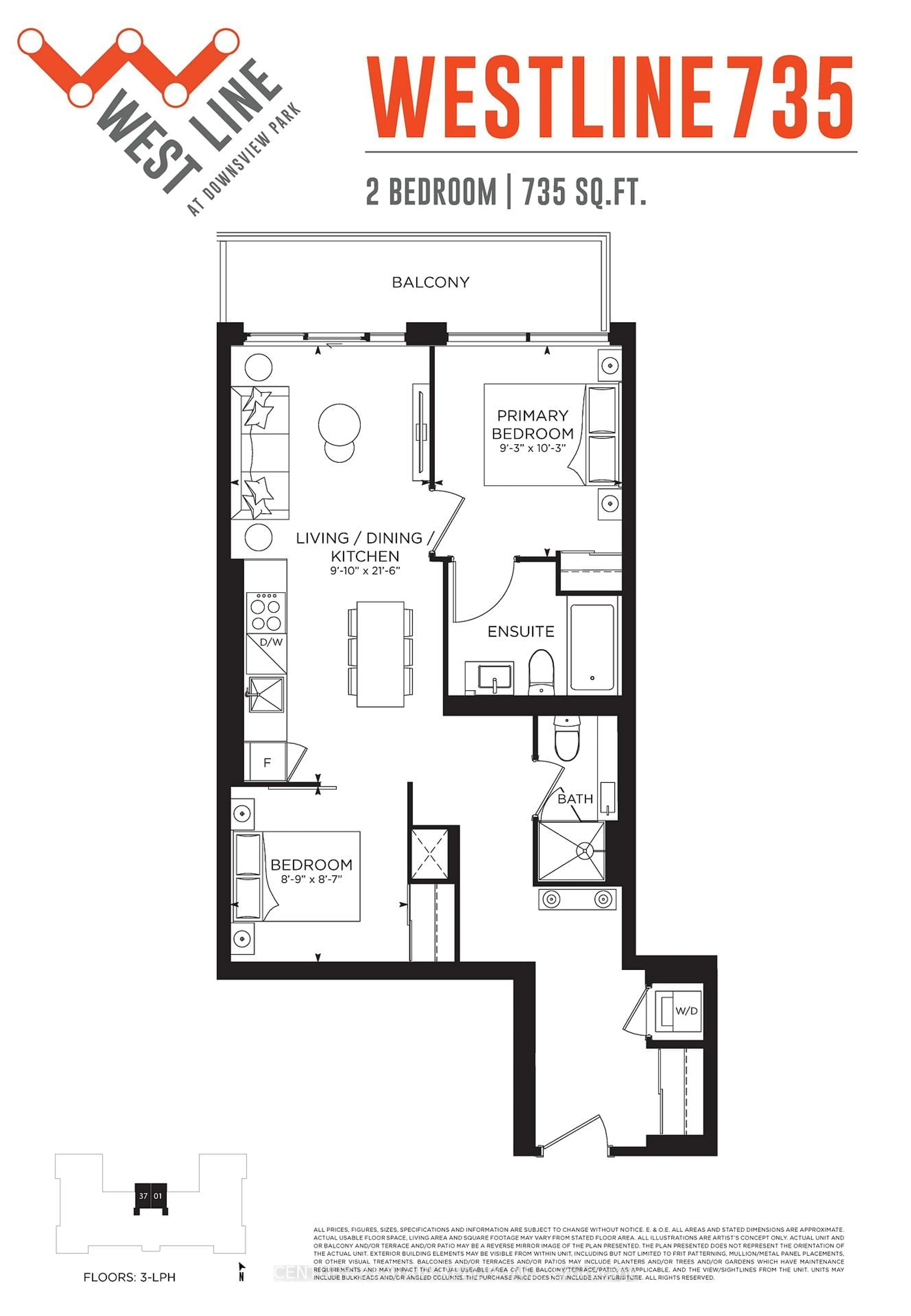 Floor plan for 1100 Sheppard Ave #1101, Toronto Ontario M3K 0E4