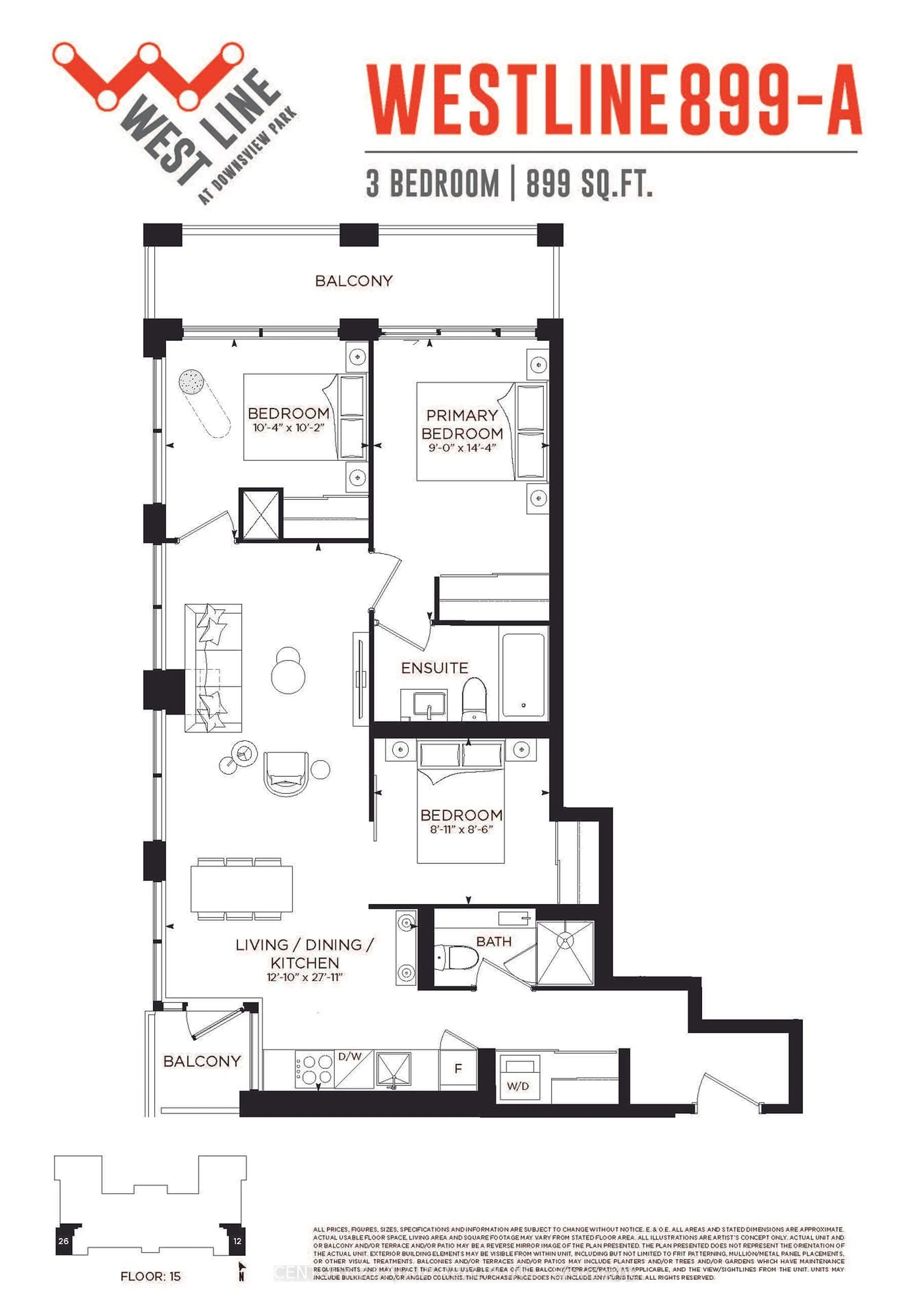 Floor plan for 1100 Sheppard Ave #1512, Toronto Ontario M3K 0E4