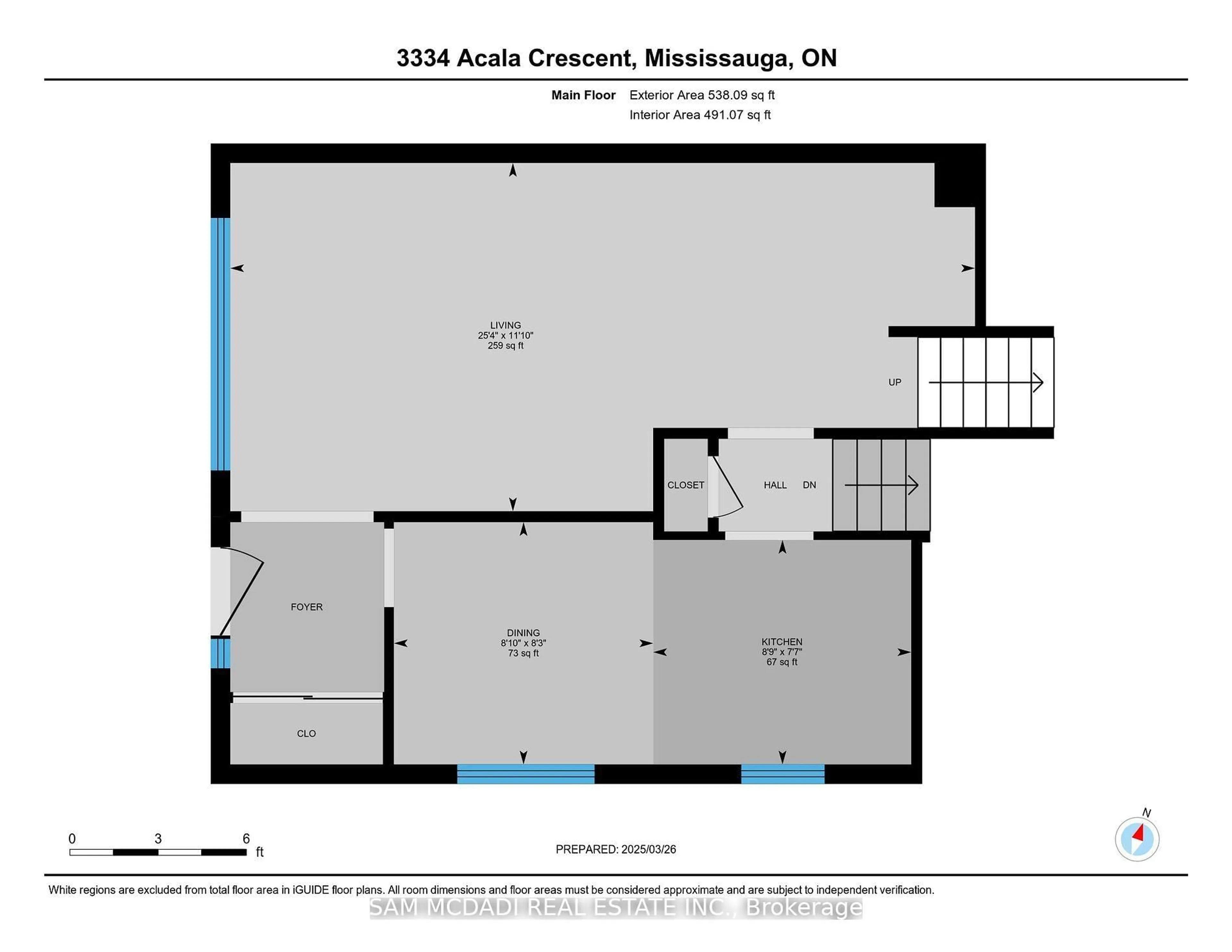 Floor plan for 3334 Acala Cres, Mississauga Ontario L5A 3E3