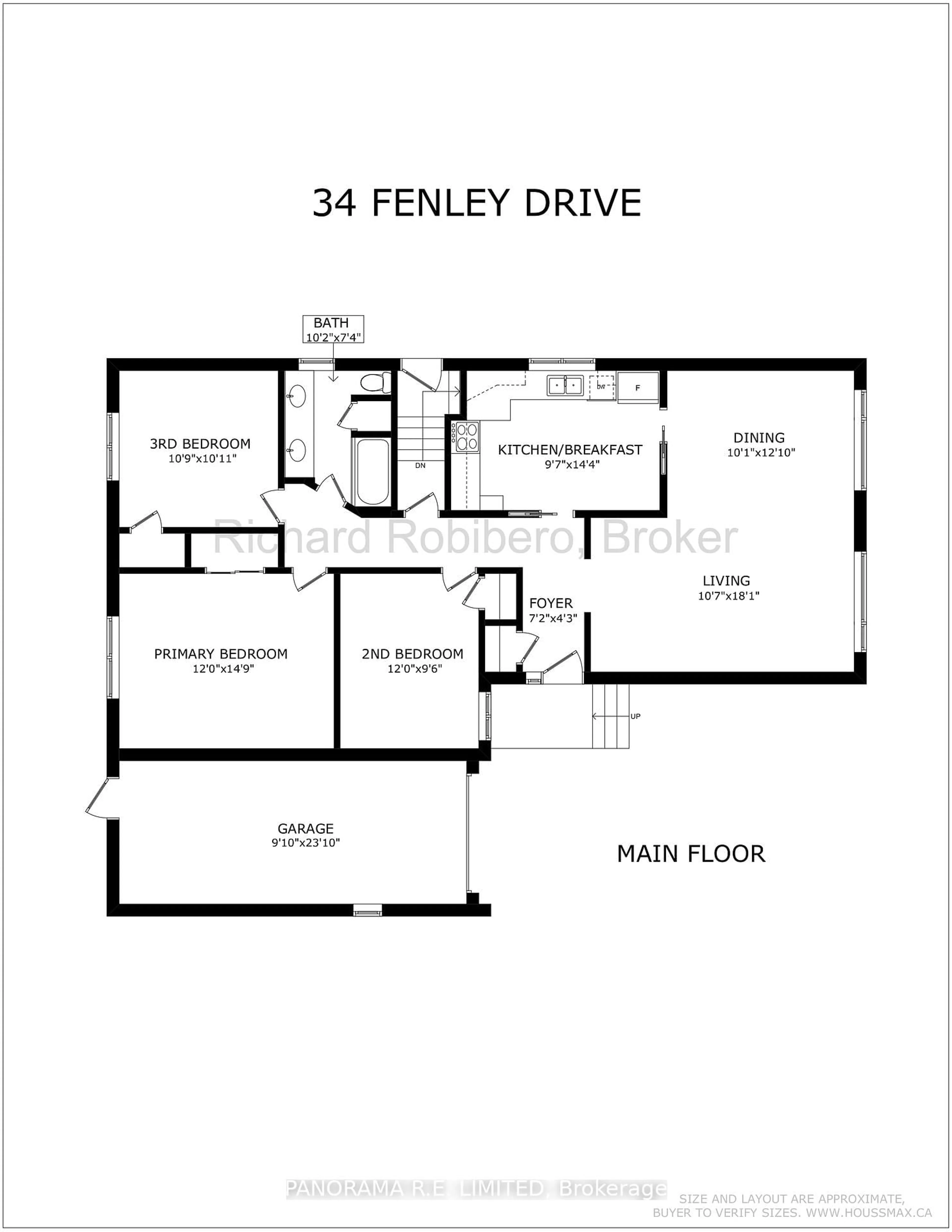 Floor plan for 34 Fenley Dr, Toronto Ontario M9R 1M4