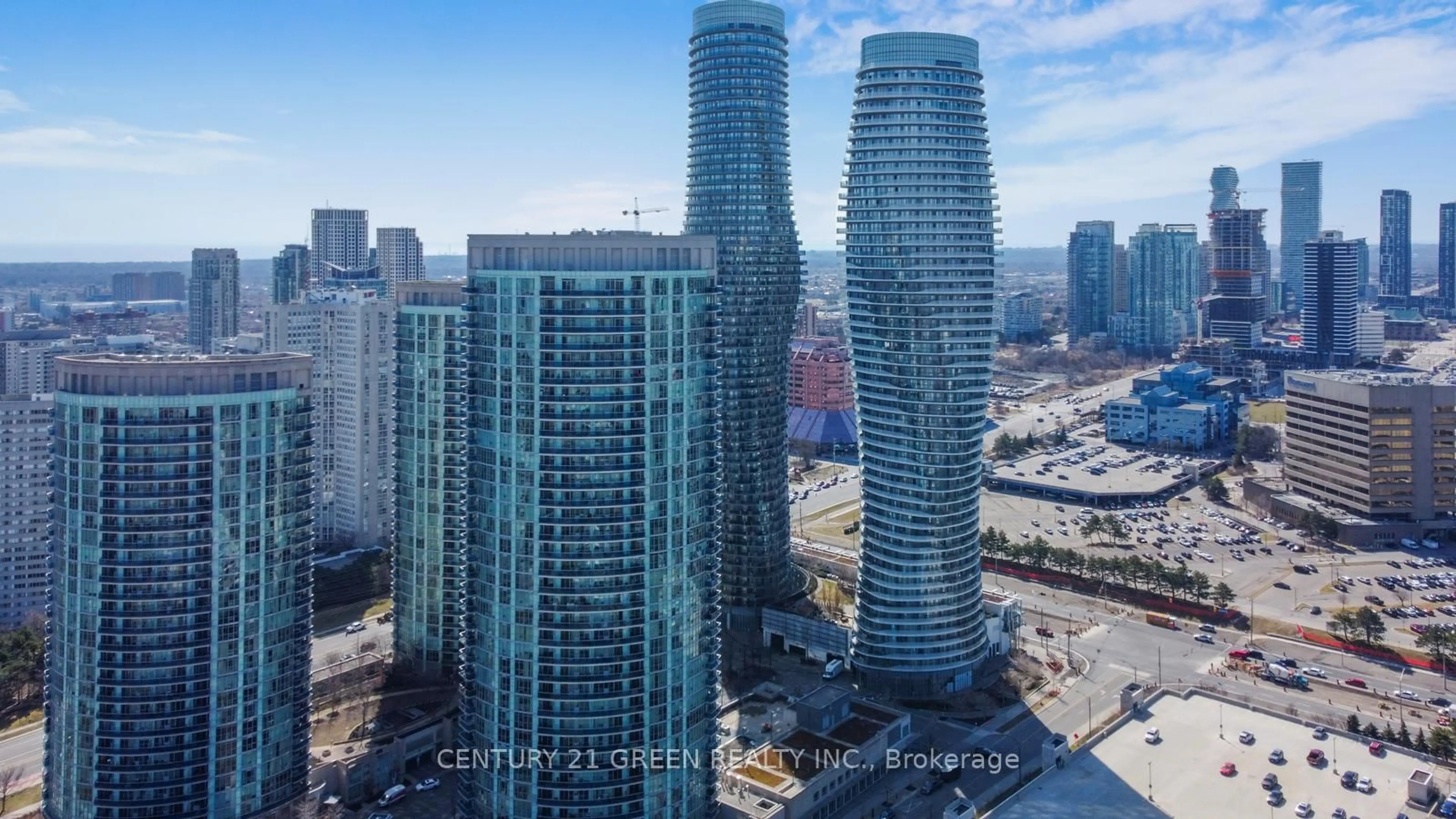 A pic from outside/outdoor area/front of a property/back of a property/a pic from drone, city buildings view from balcony for 80 Absolute Ave #1207, Mississauga Ontario L4Z 0A5