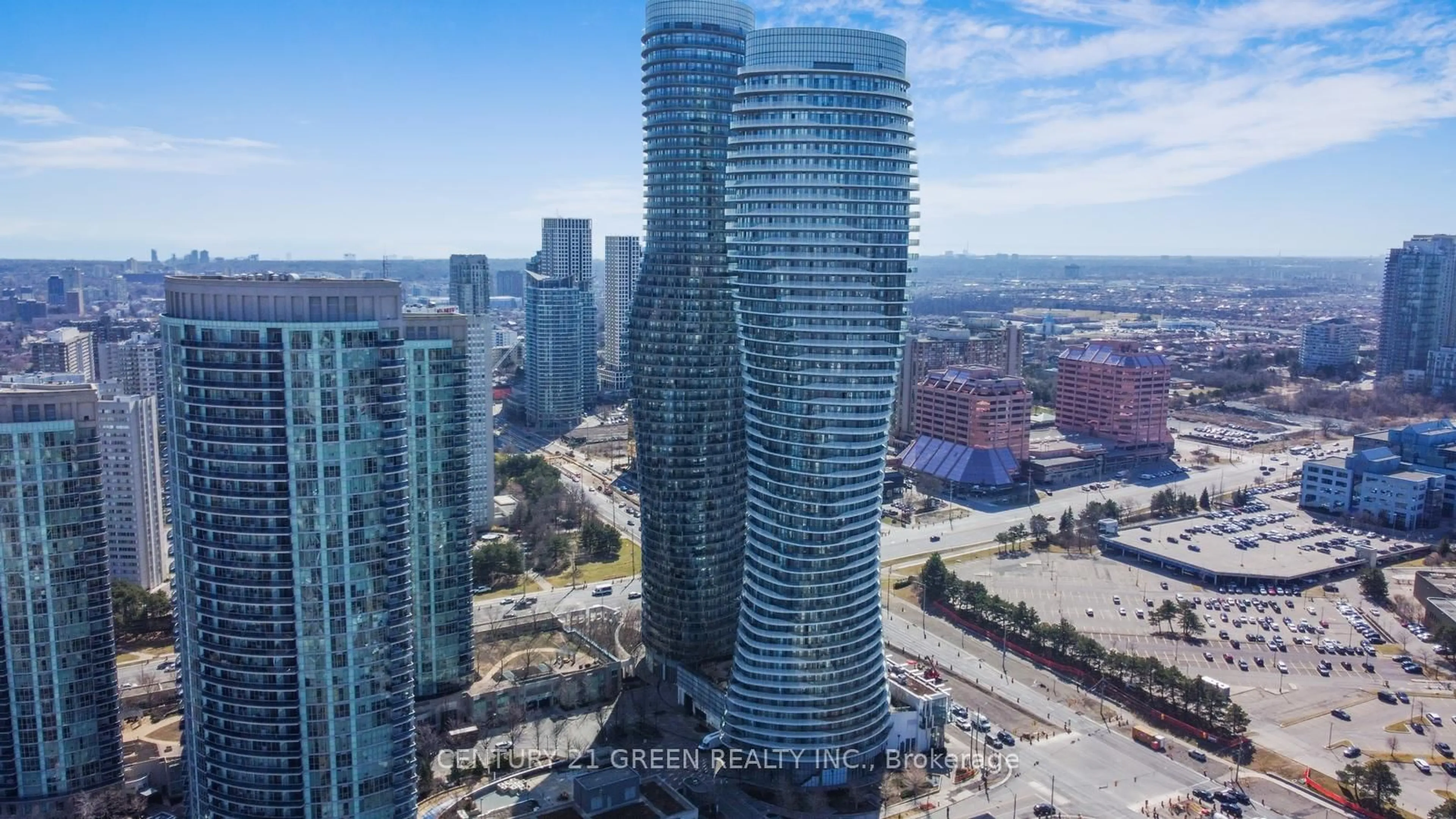 A pic from outside/outdoor area/front of a property/back of a property/a pic from drone, city buildings view from balcony for 80 Absolute Ave #1207, Mississauga Ontario L4Z 0A5