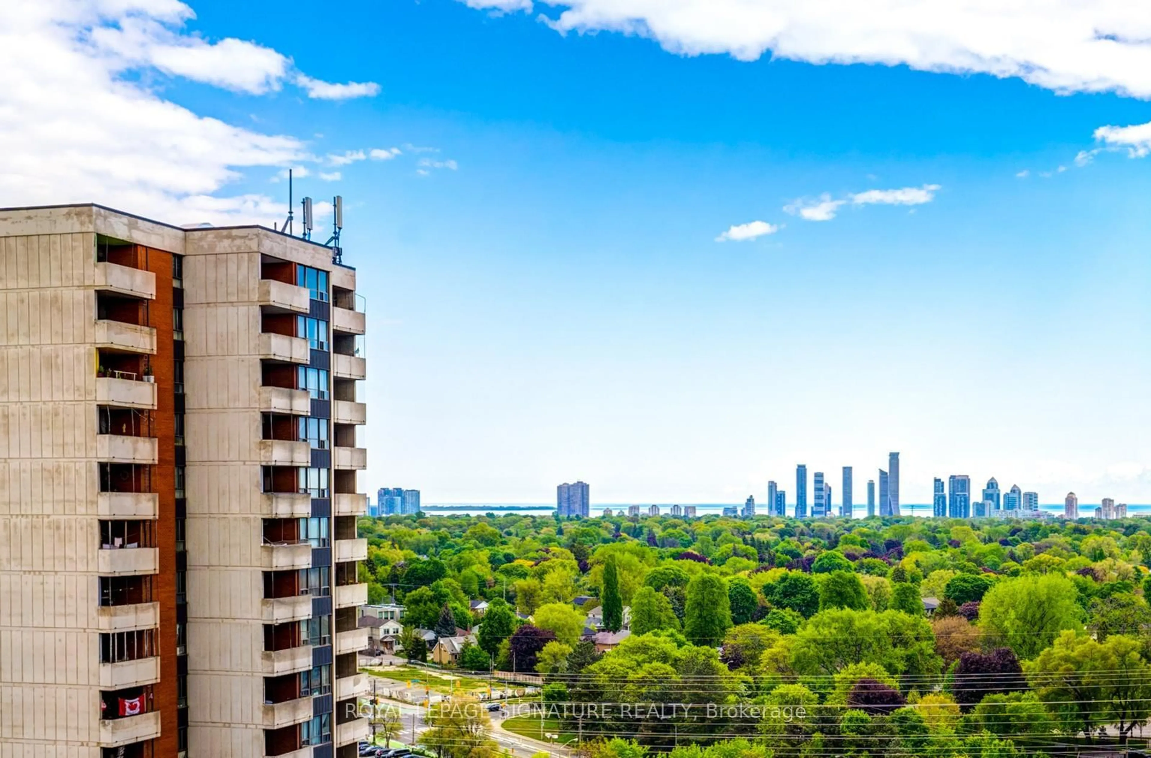 A pic from outside/outdoor area/front of a property/back of a property/a pic from drone, city buildings view from balcony for 7 Michael Power Pl #1503, Toronto Ontario M9A 0A4