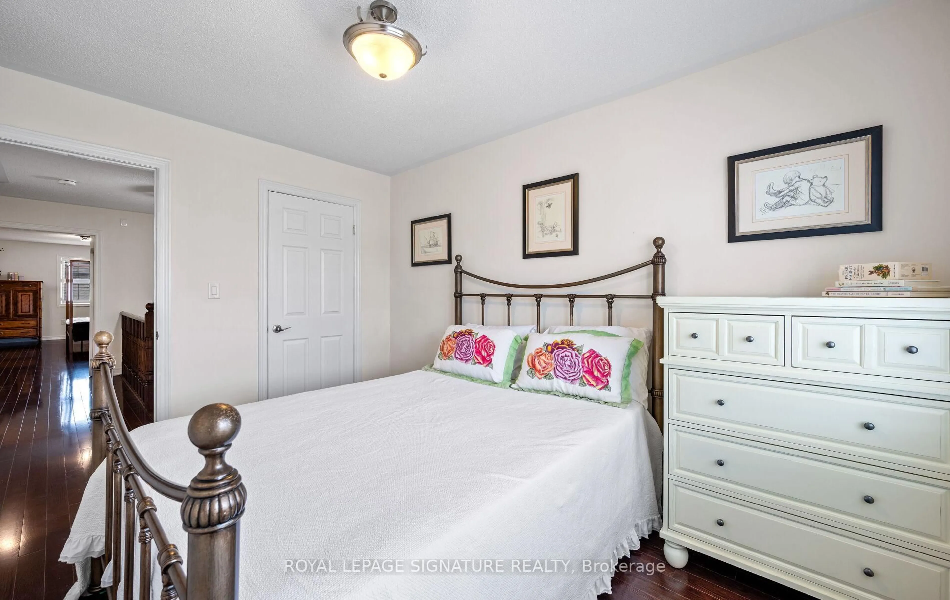 Bedroom with bed, wood/laminate floor for 22 Mcpherson Rd, Caledon Ontario L7C 4A7