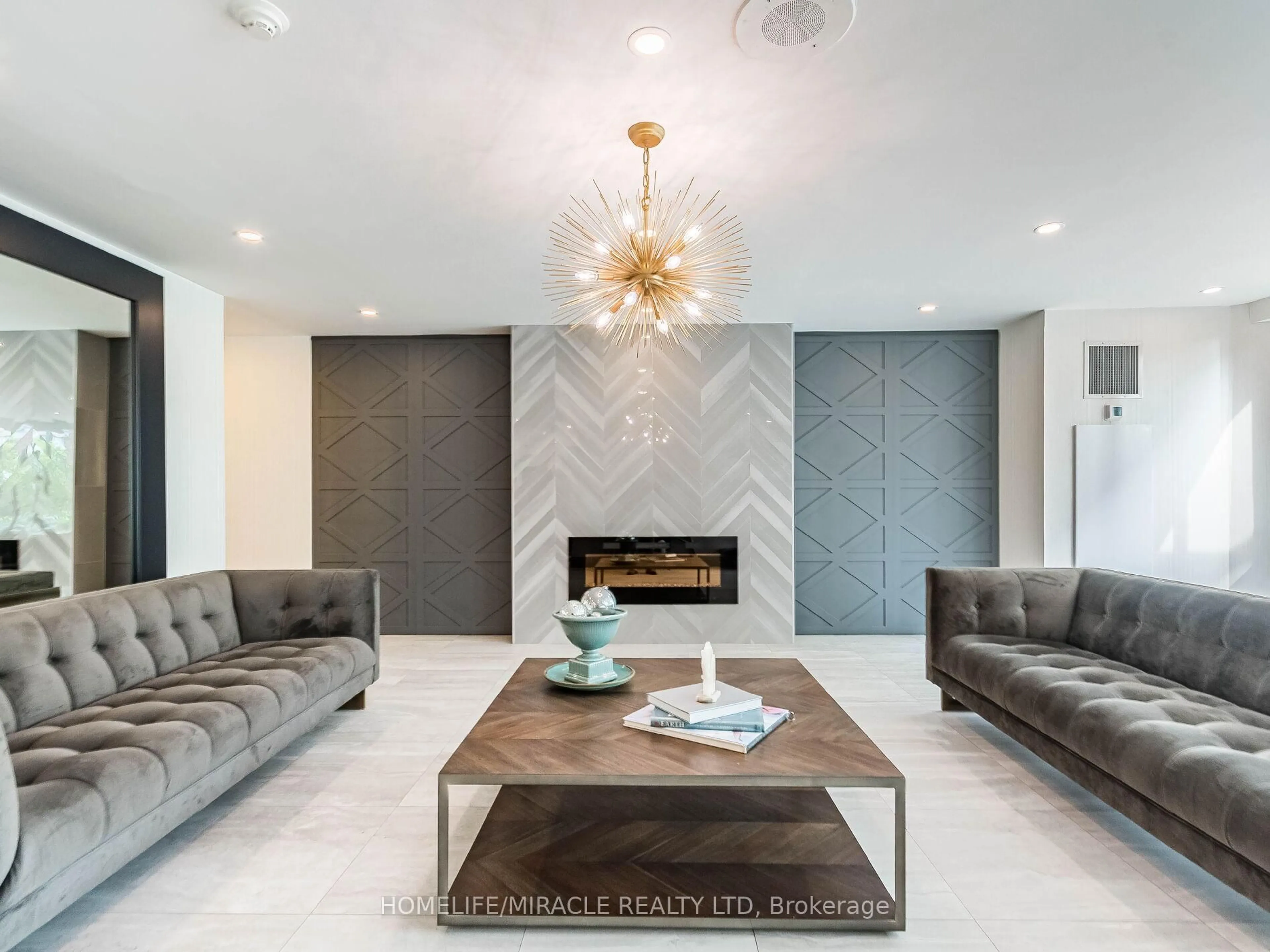Living room with furniture, ceramic/tile floor for 1270 Maple Crossing Blvd #604, Burlington Ontario L7S 2J3