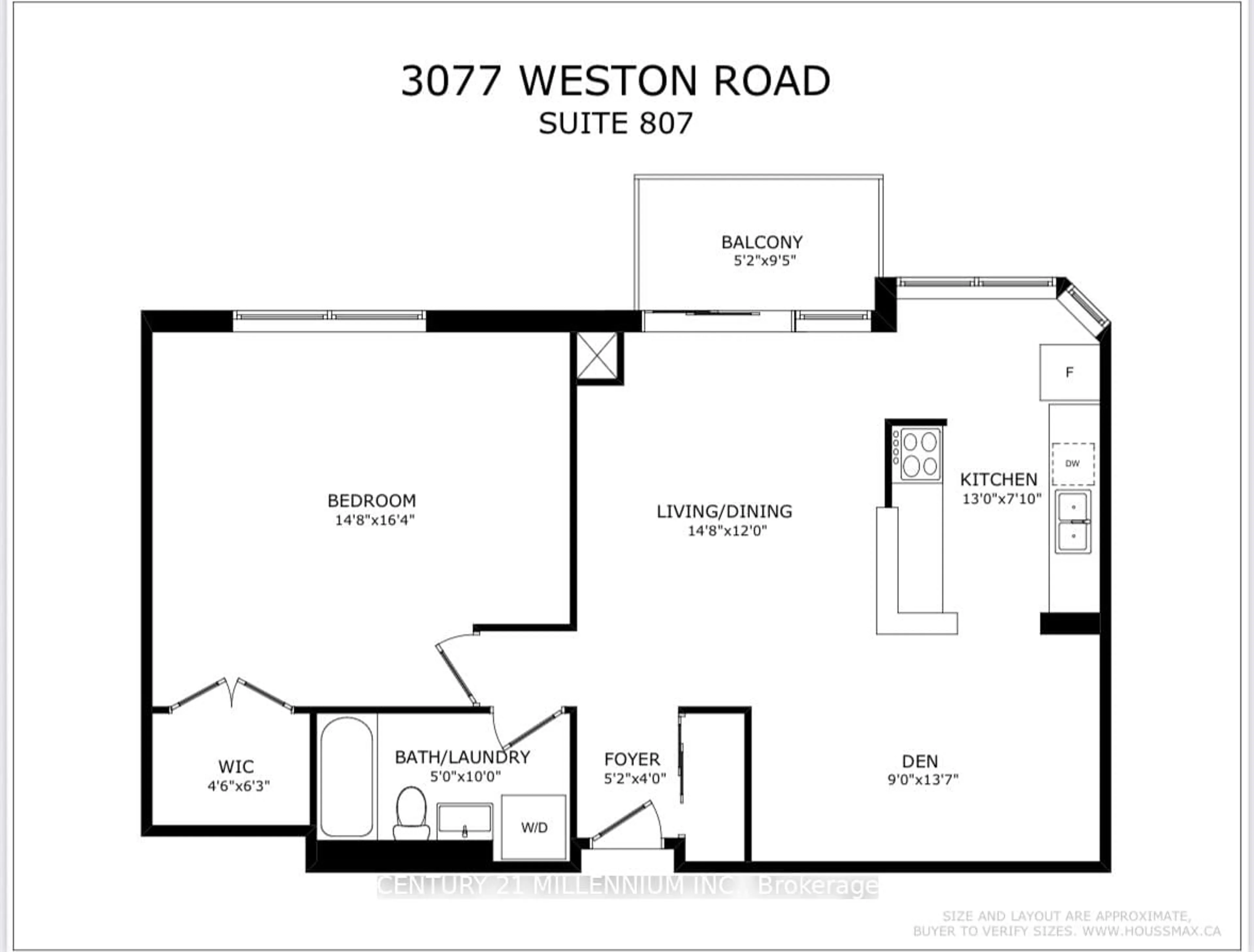 Floor plan for 3077 Weston Rd #807, Toronto Ontario M9M 3A1