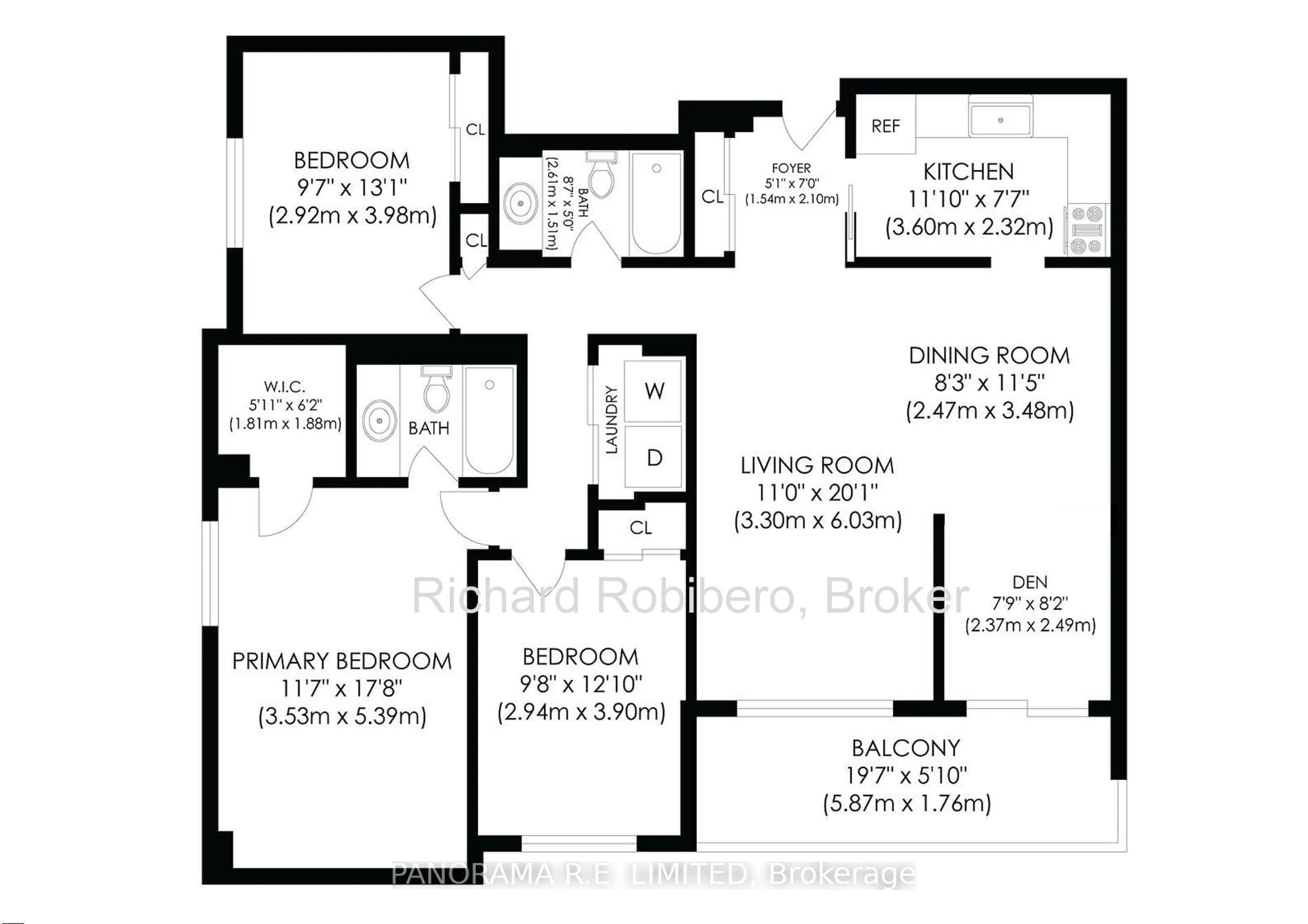 Floor plan for 15 La Rose Ave #417, Toronto Ontario M9P 1A7