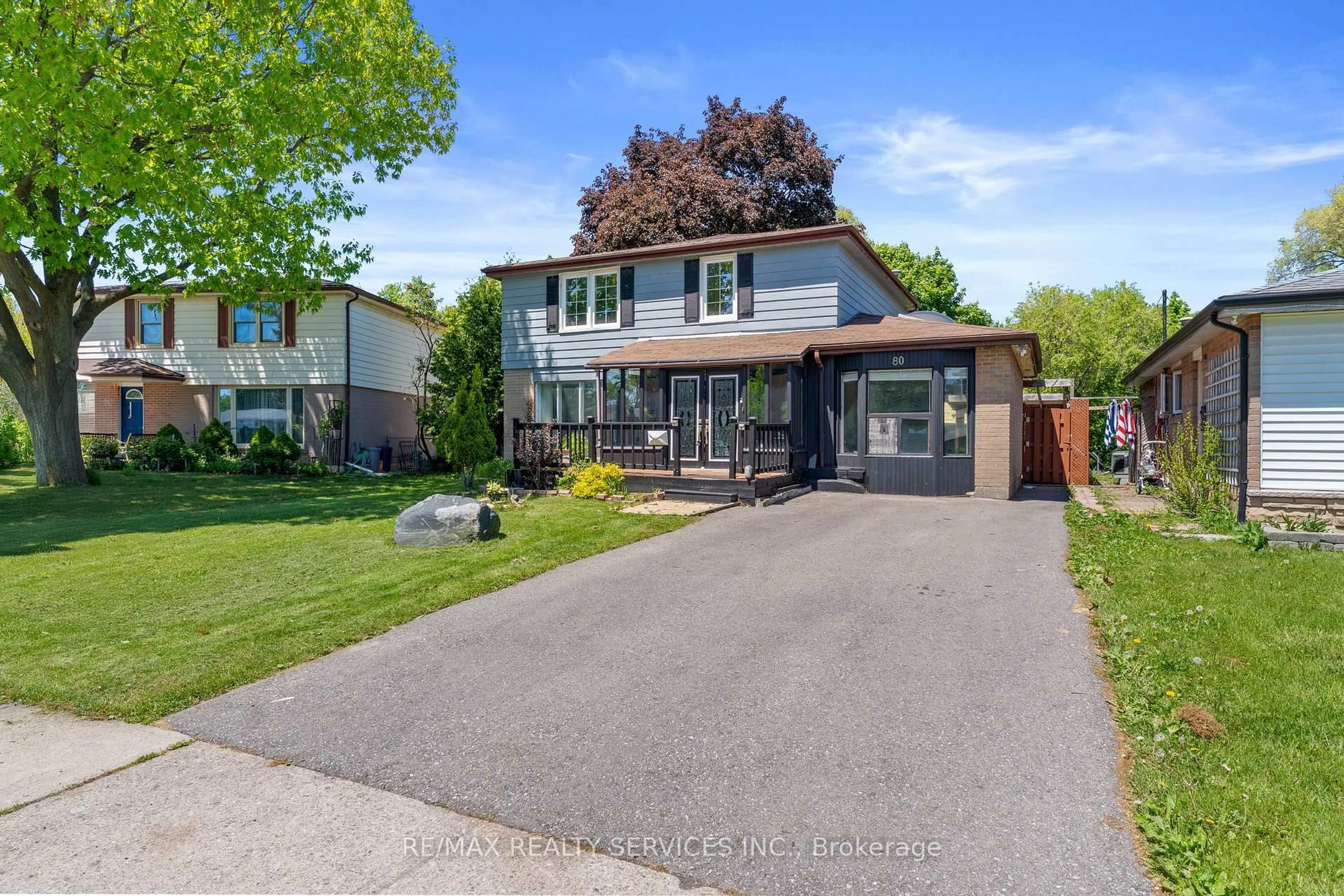 Home with vinyl exterior material, street for 80 Brookland Dr, Brampton Ontario L6T 2M5