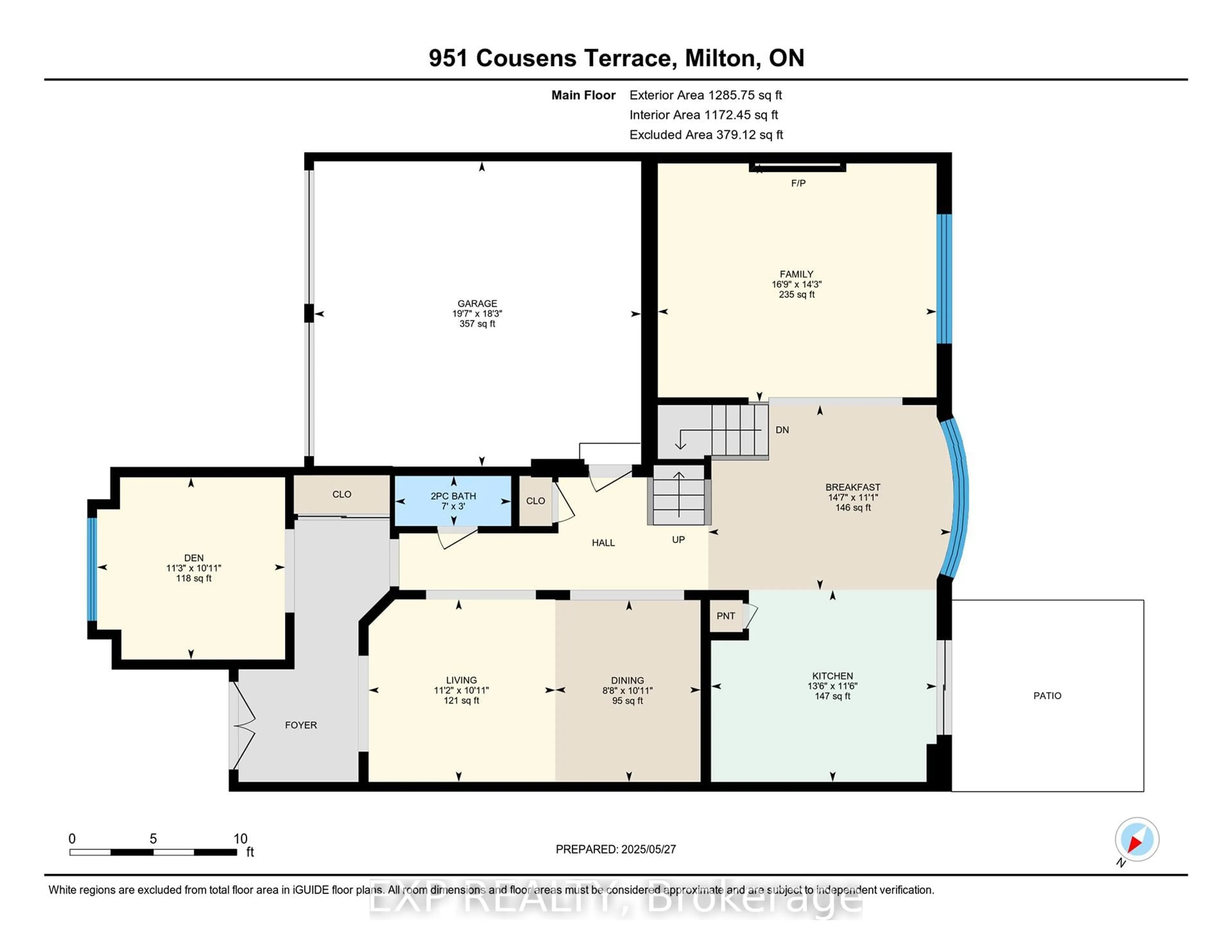 Floor plan for 951 Cousens Terr, Milton Ontario L9T 0E1