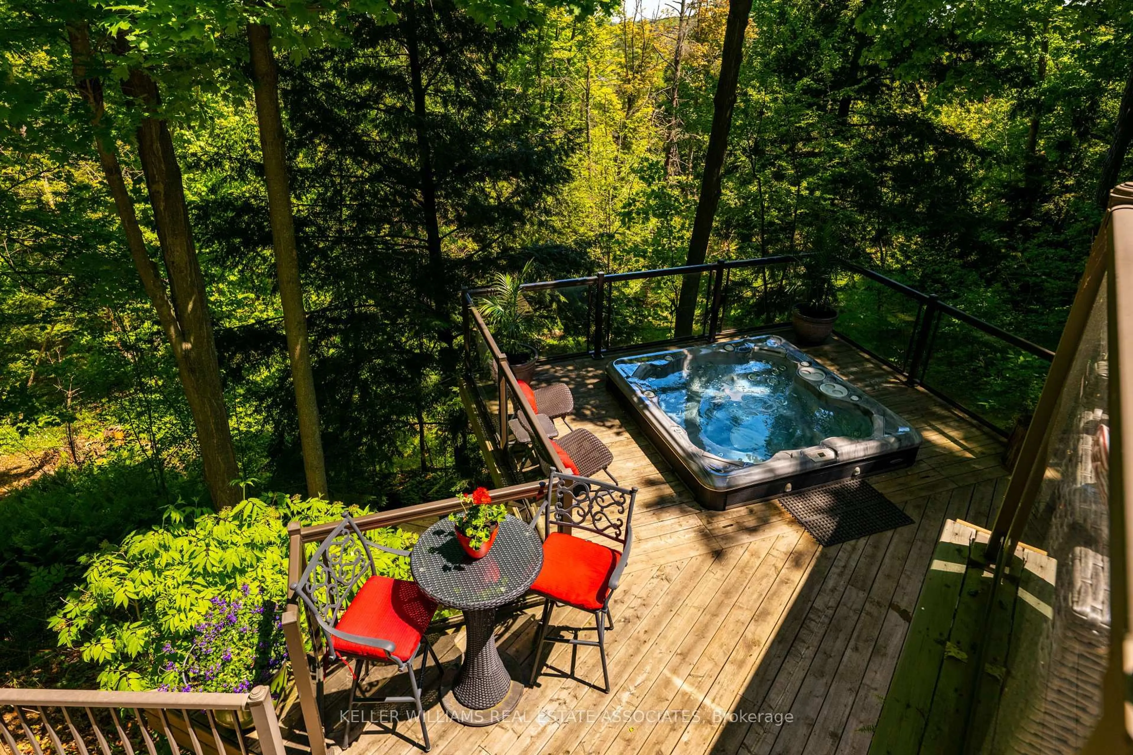 Patio, forest/trees view for 49 Wildwood Rd, Halton Hills Ontario L7G 2W8