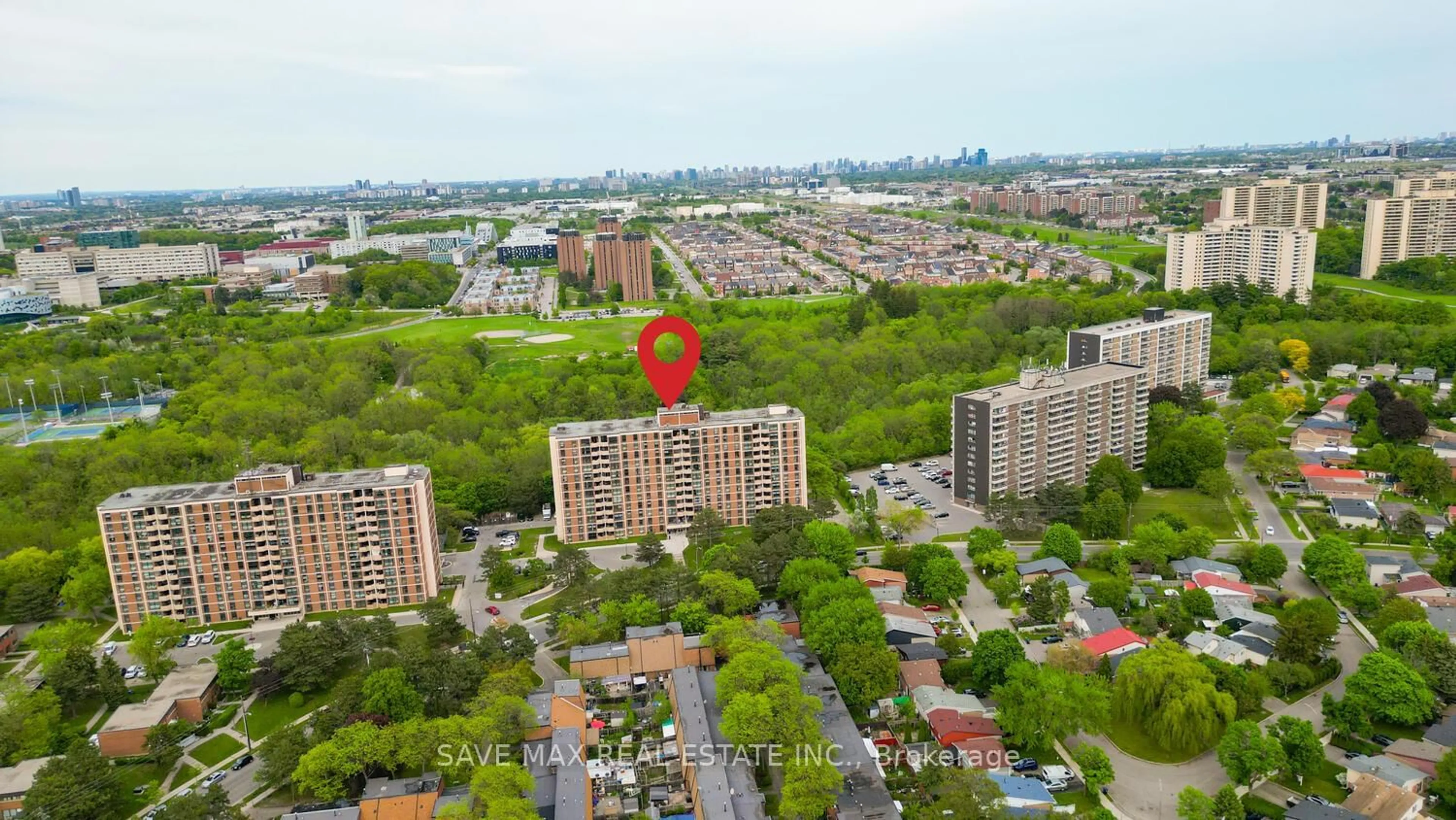 A pic from outside/outdoor area/front of a property/back of a property/a pic from drone, city buildings view from balcony for 335 Driftwood Ave #610, Toronto Ontario M3N 2P3