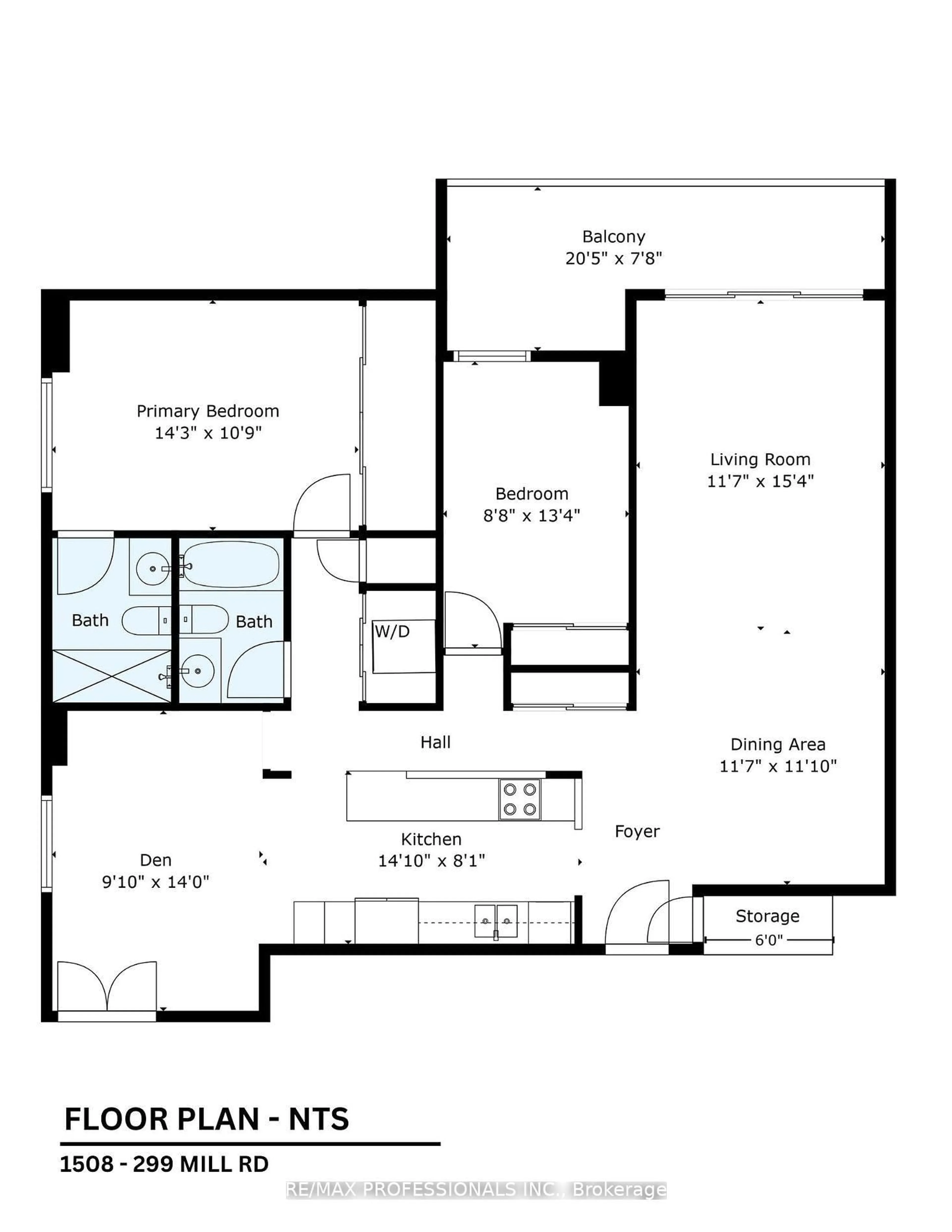 Floor plan for 299 Mill Rd #1508, Toronto Ontario M9C 4V9