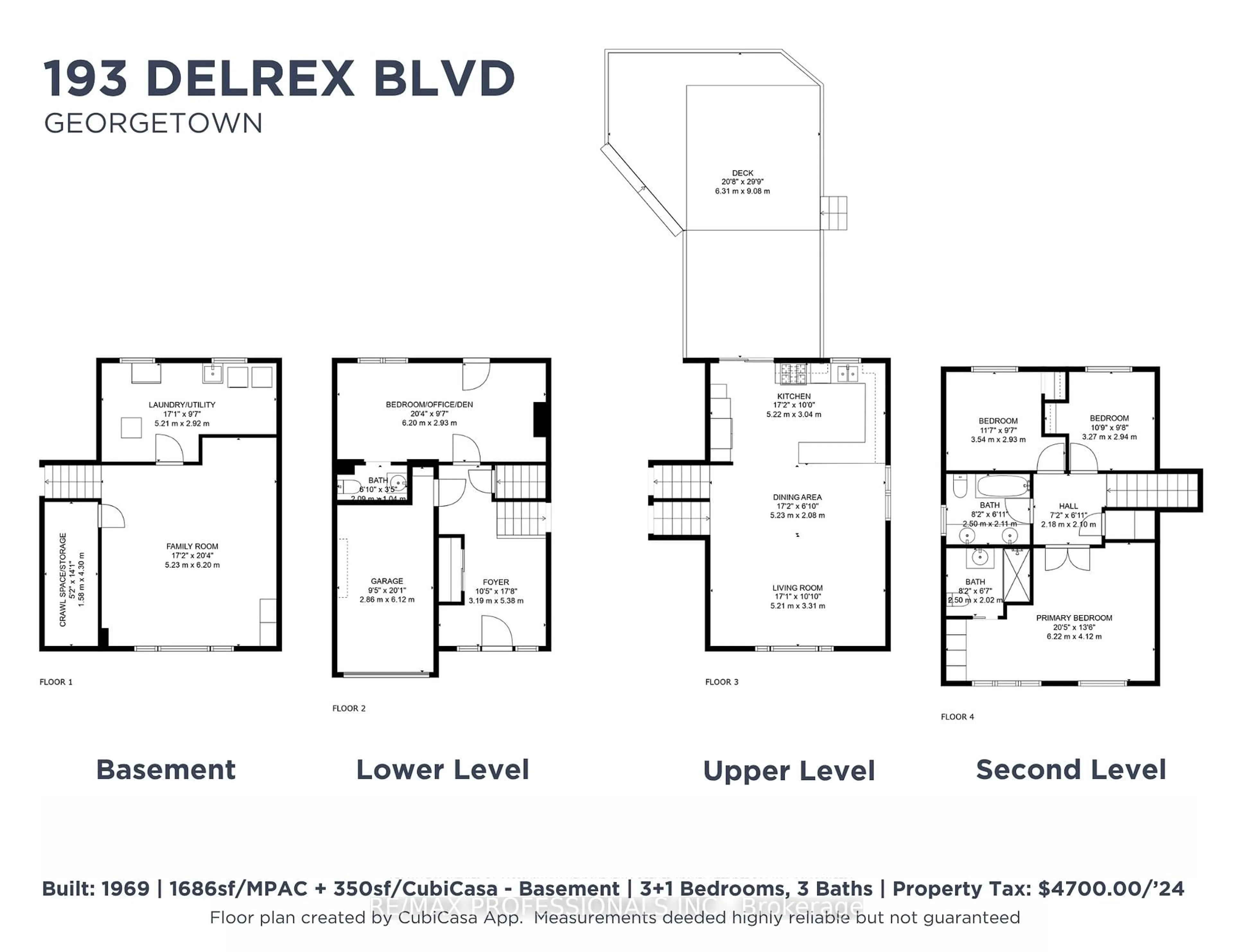 Floor plan for 193 Delrex Blvd, Halton Hills Ontario L7G 4E4