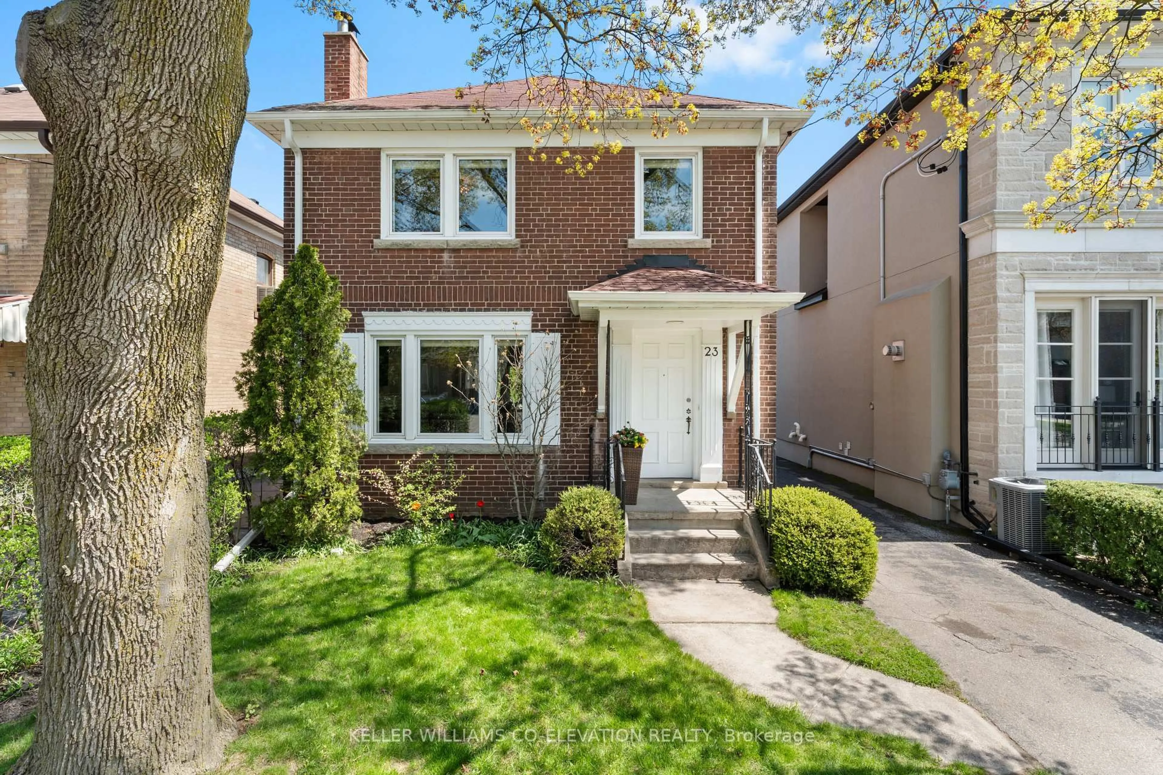 Home with brick exterior material, street for 23 Humbervale Blvd, Toronto Ontario M8Y 3P3