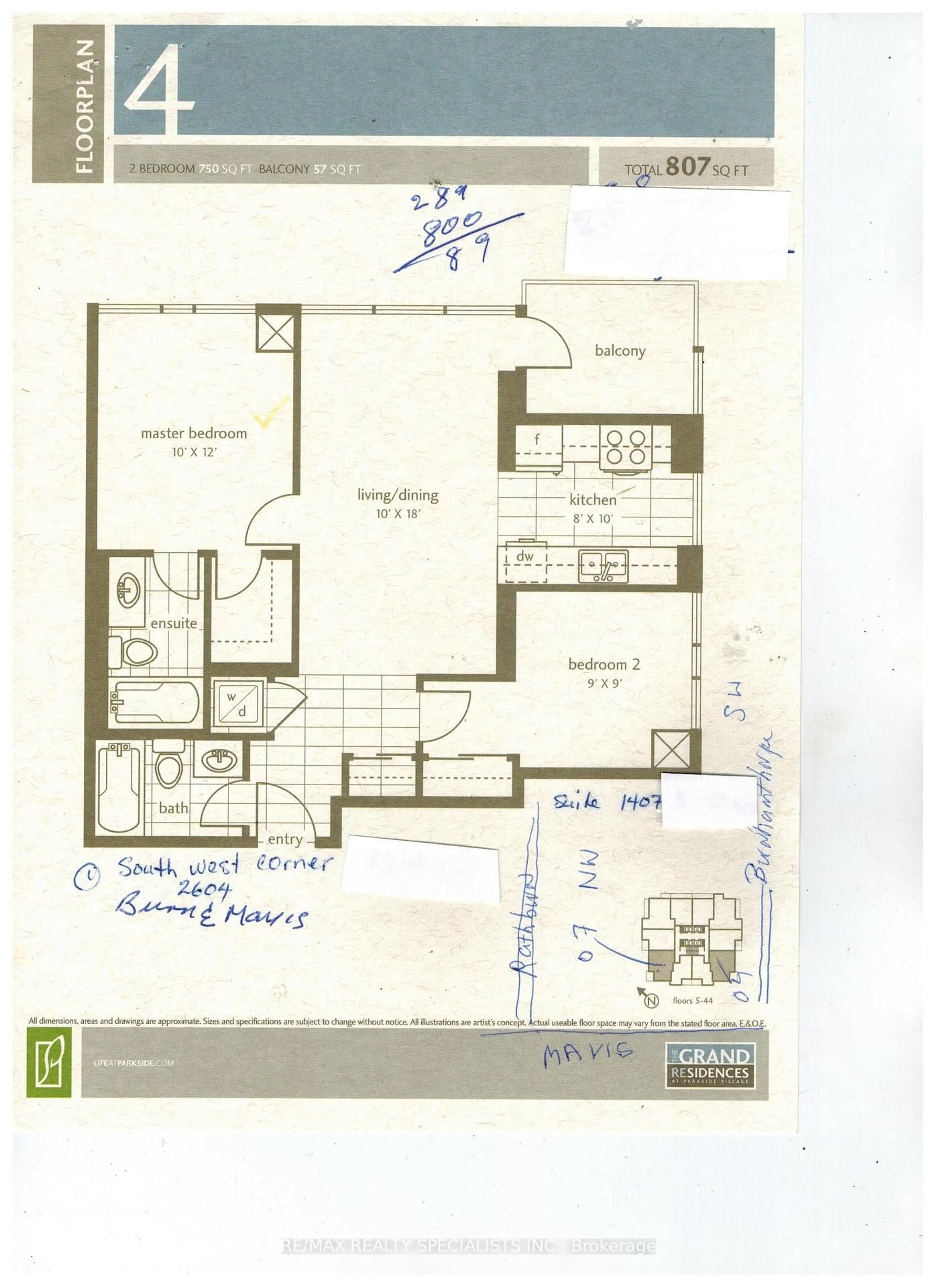 Floor plan for 4070 CONFEDERATION Pkwy #1507, Mississauga Ontario L5B 0E9