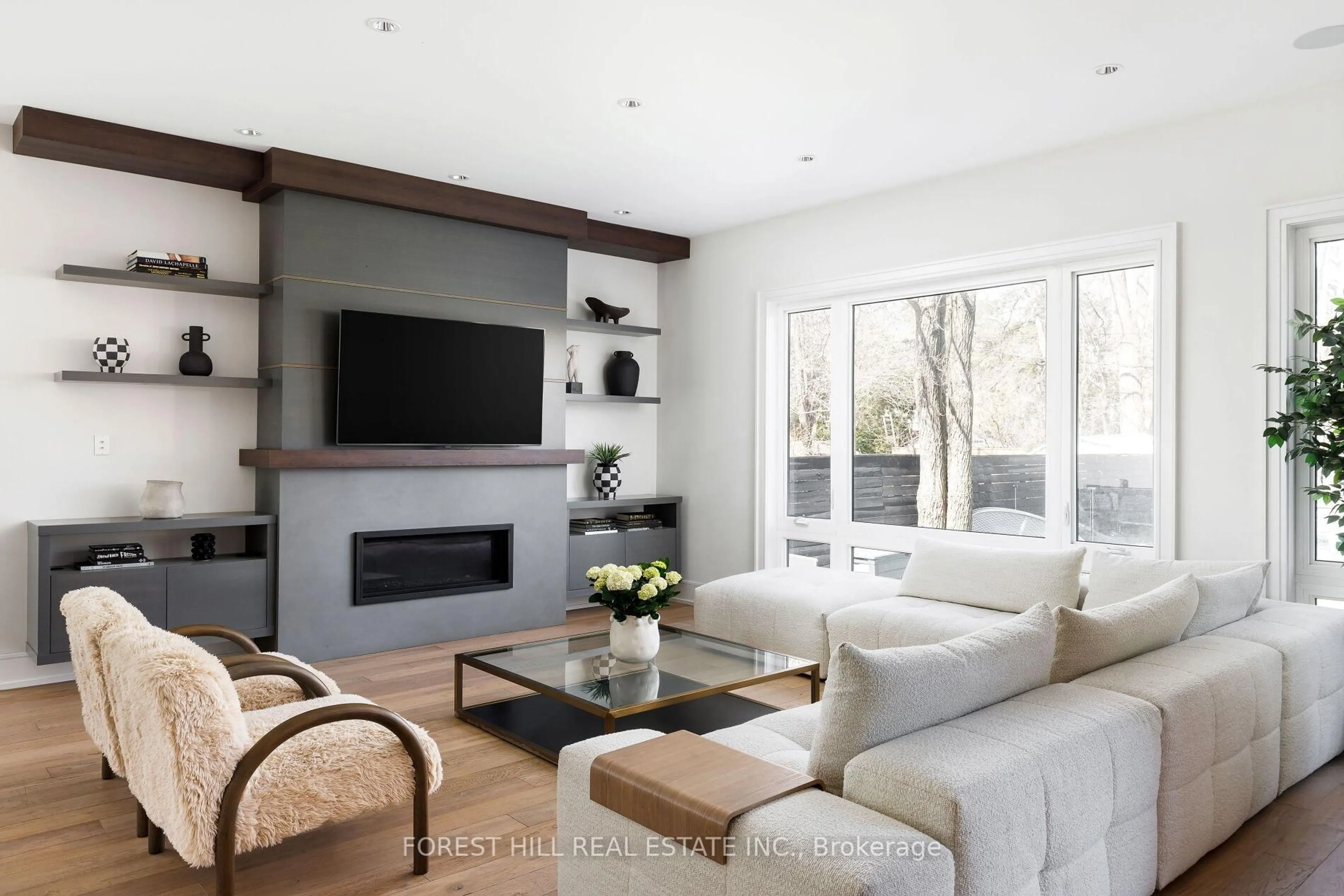 Living room with furniture, wood/laminate floor for 8 Nora Rd, Toronto Ontario M9A 1C9