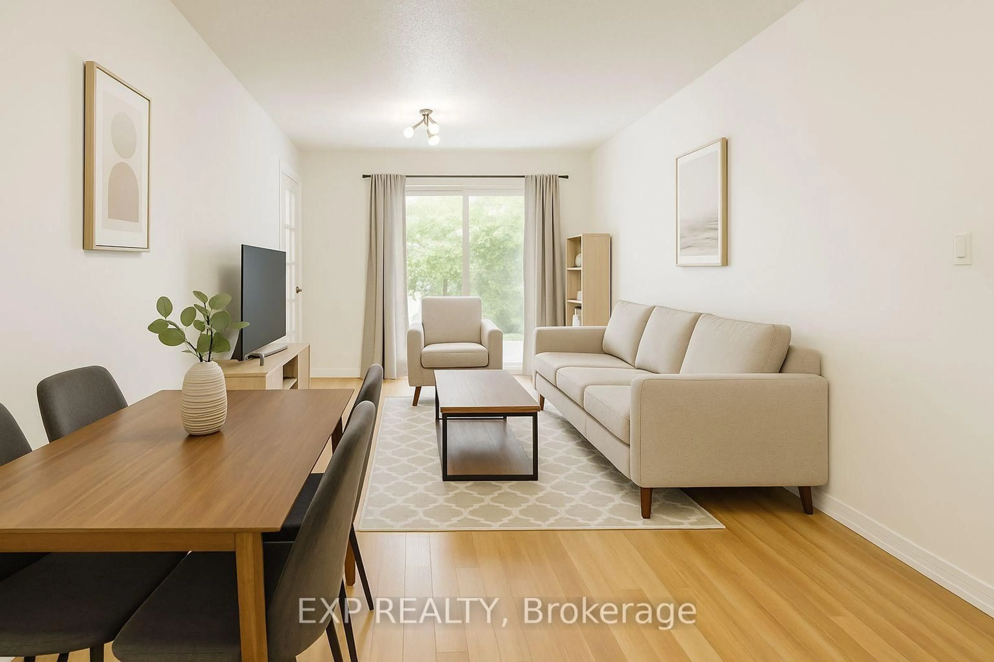Living room with furniture, wood/laminate floor for 7335 Darcel Ave, Mississauga Ontario L4T 2X4