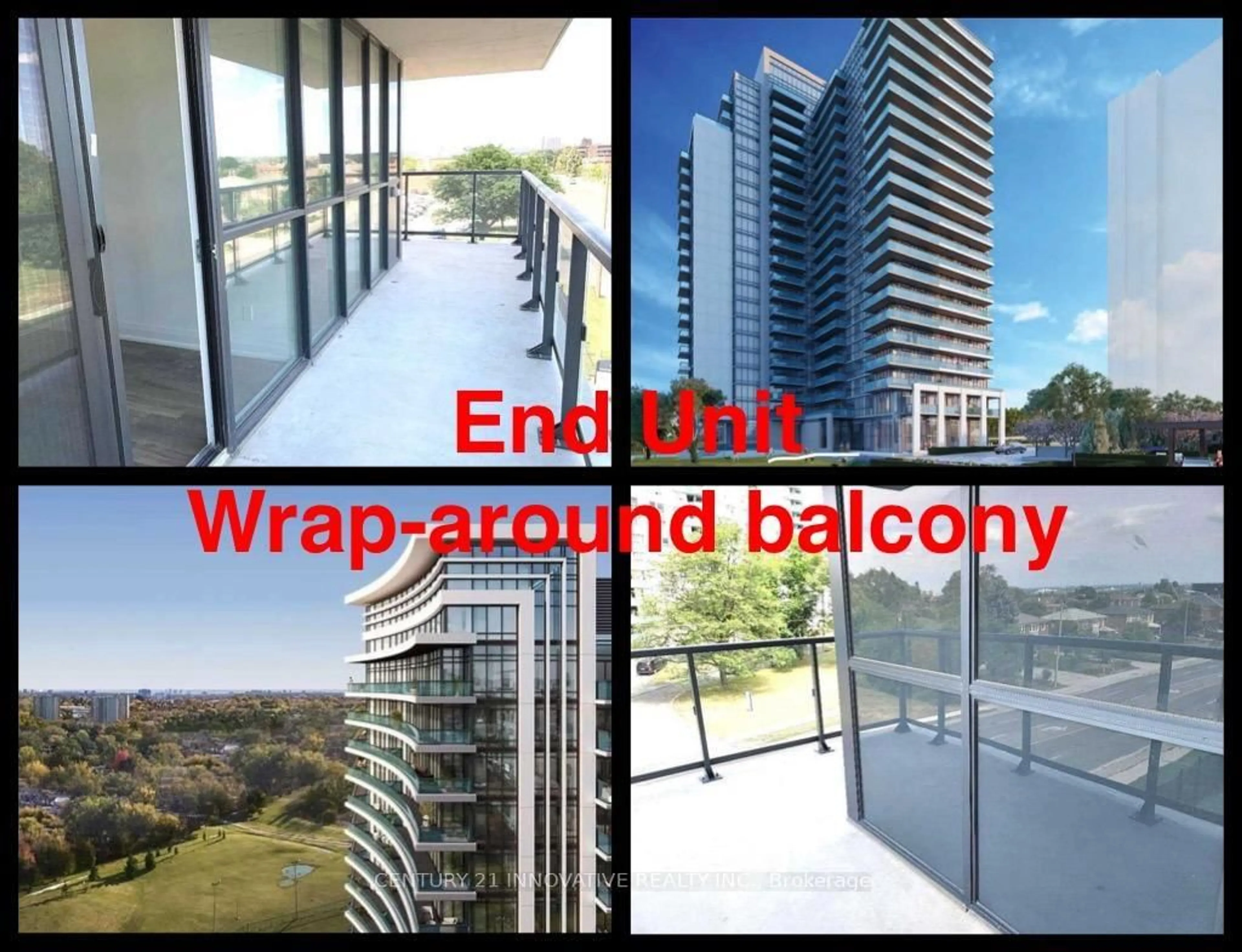 Balcony in the apartment, city buildings view from balcony for 1461 lawrence Ave #302, Toronto Ontario M6L 1A9