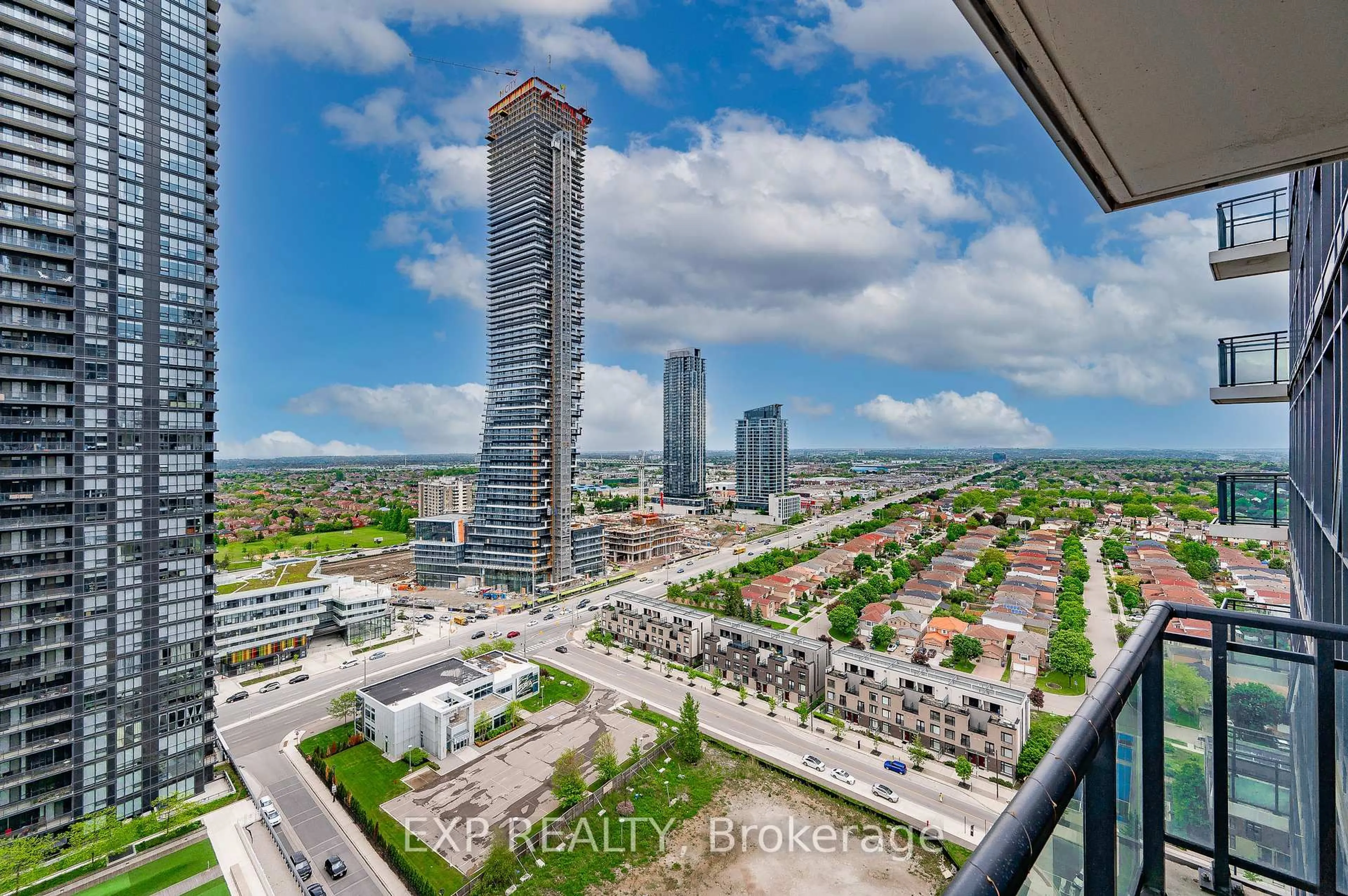 A pic from outside/outdoor area/front of a property/back of a property/a pic from drone, city buildings view from balcony for 4065 Brickstone Mews #2103, Mississauga Ontario L5B 0G3